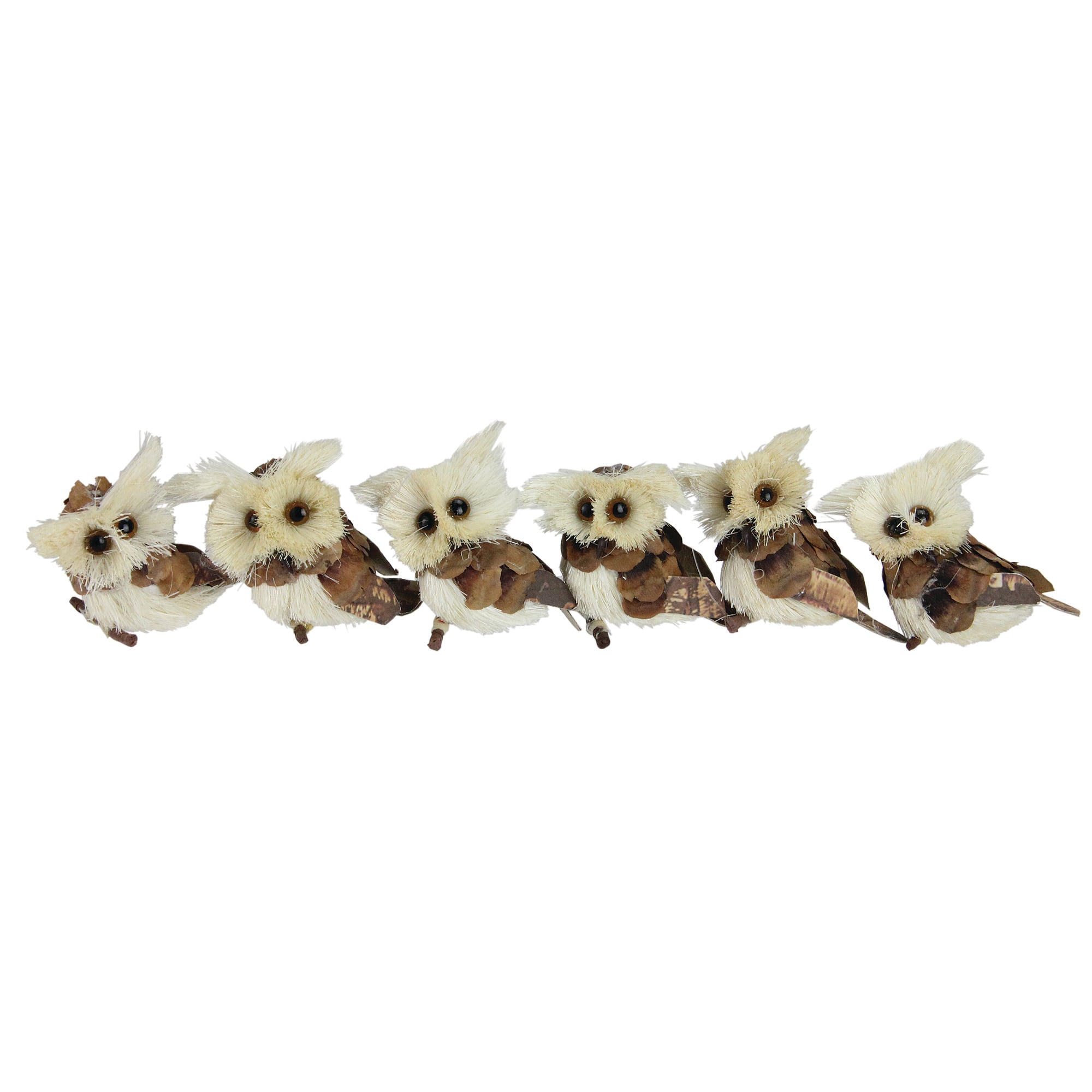 6ct. Brown & Ivory Sisal Owl Ornaments