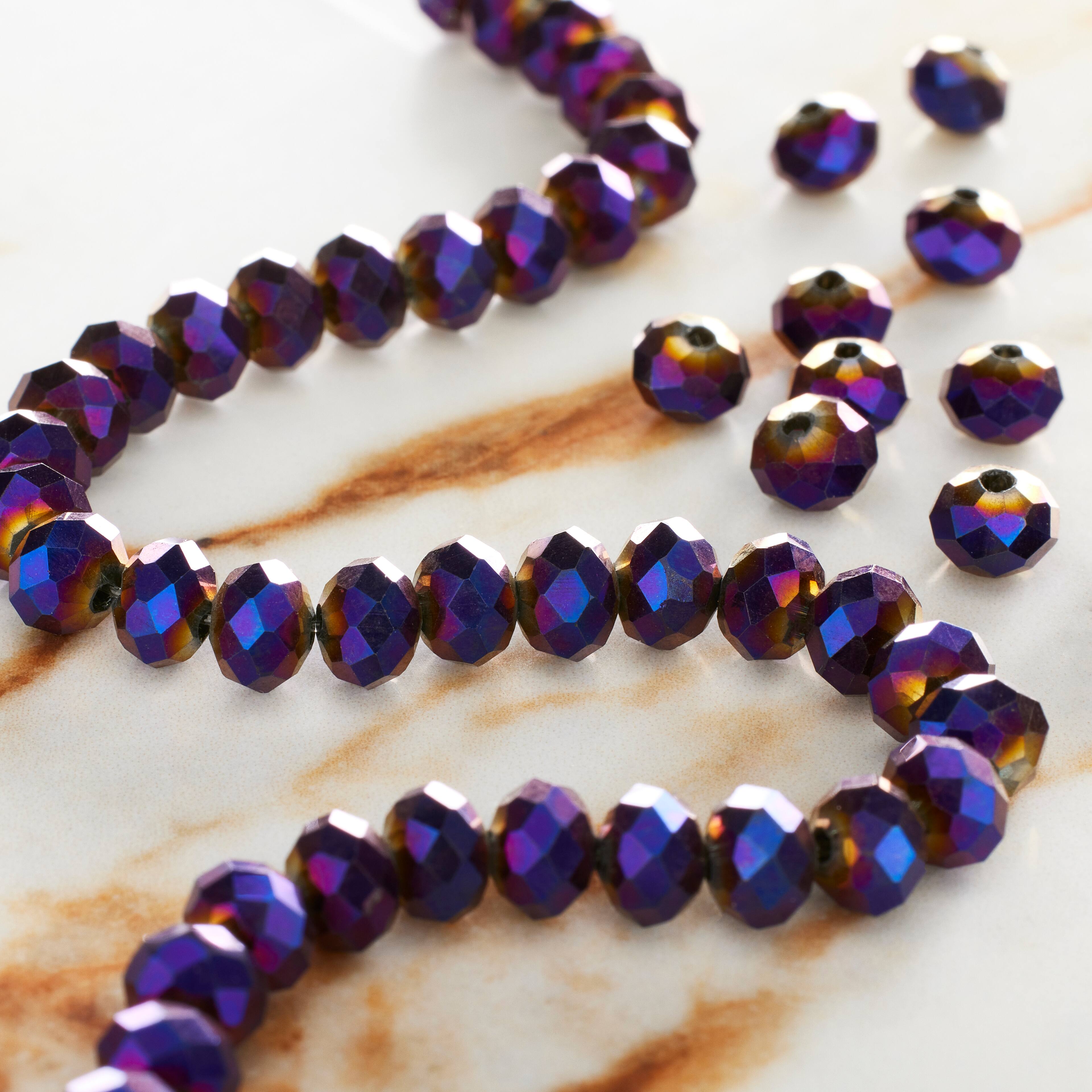 Amethyst Iridescent Glass Faceted Rondelle Beads, 6mm by Bead Landing™