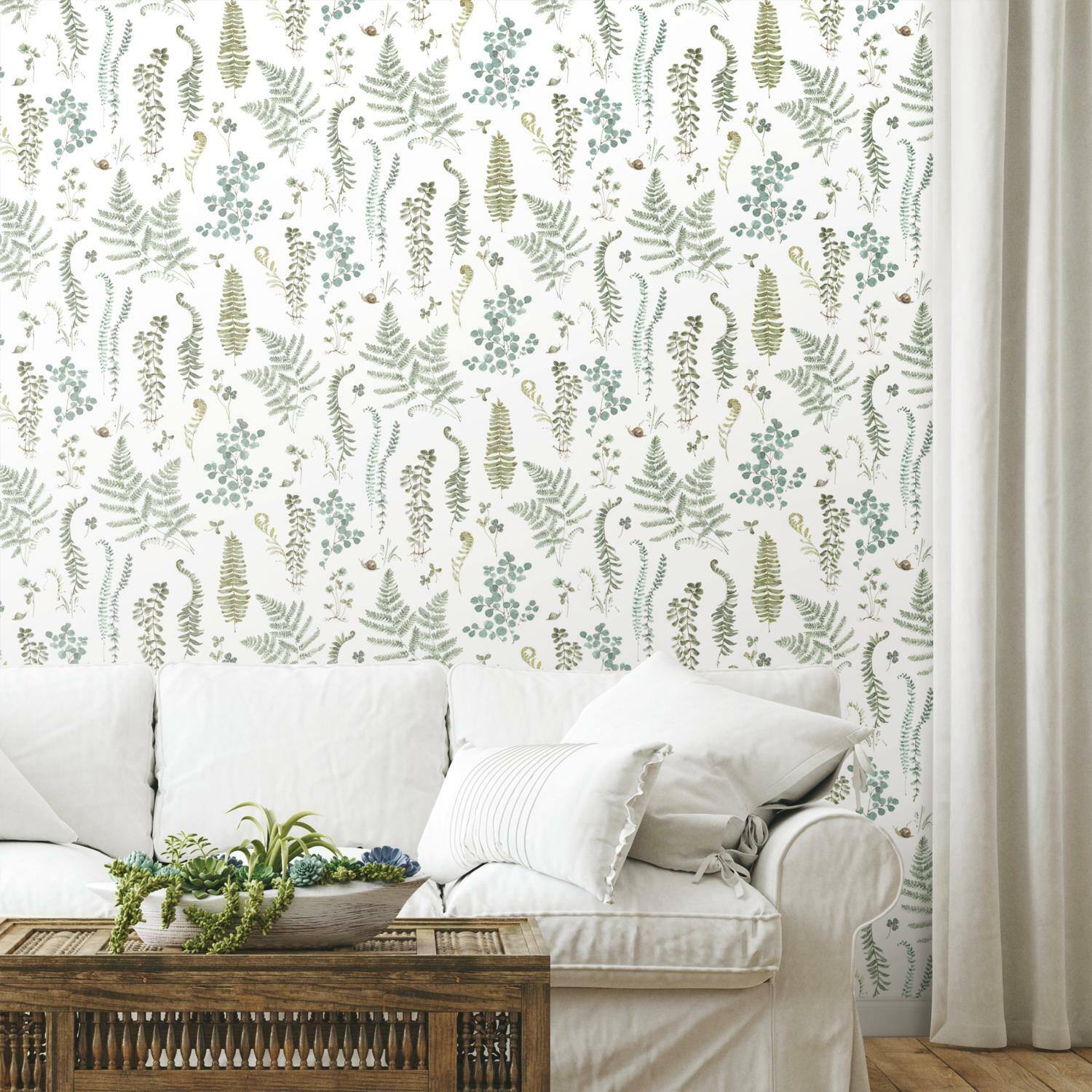 RoomMates White Fern Study Peel & Stick Wallpaper
