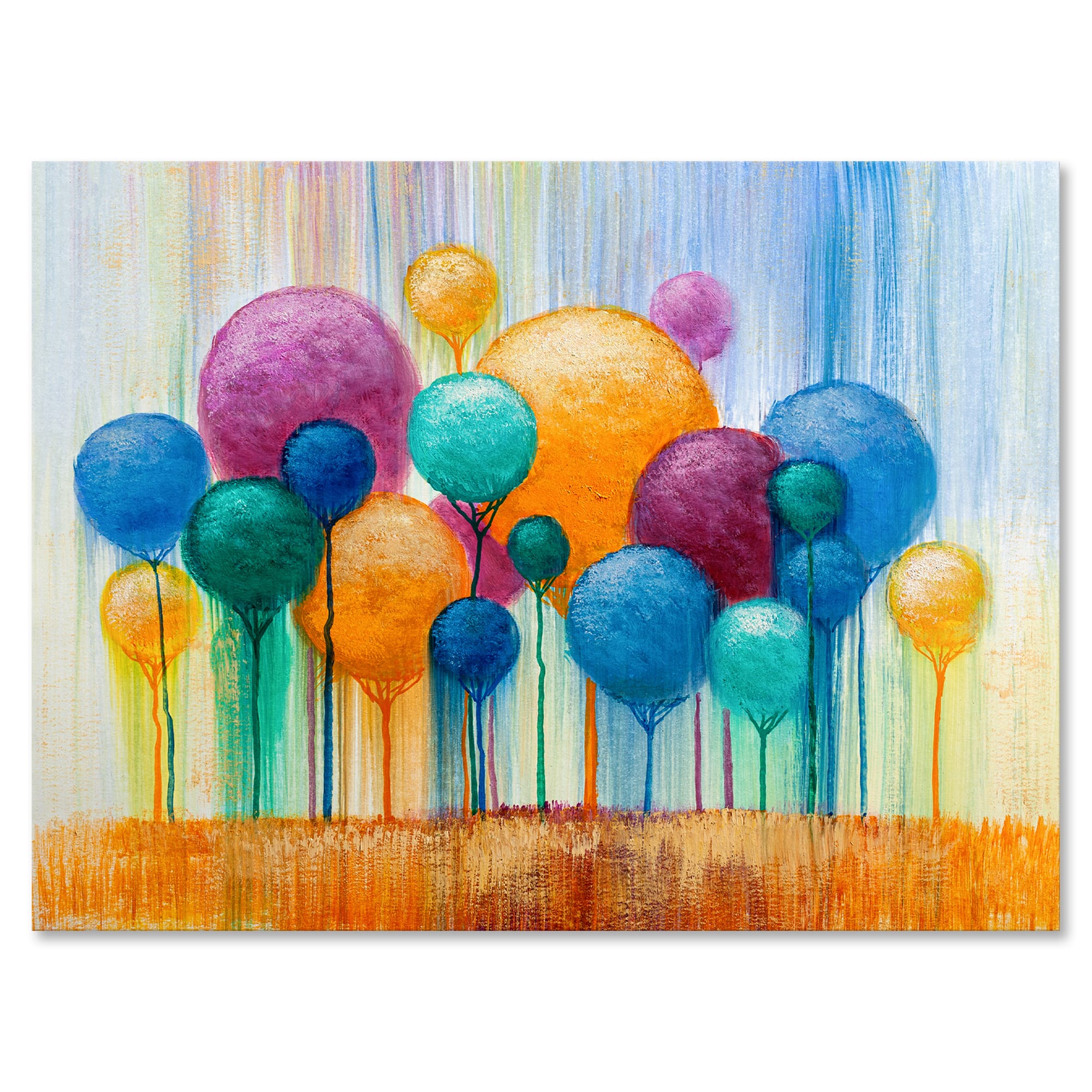 Designart - Colourful Ornamental Trees IV - Modern Canvas Wall Art Print