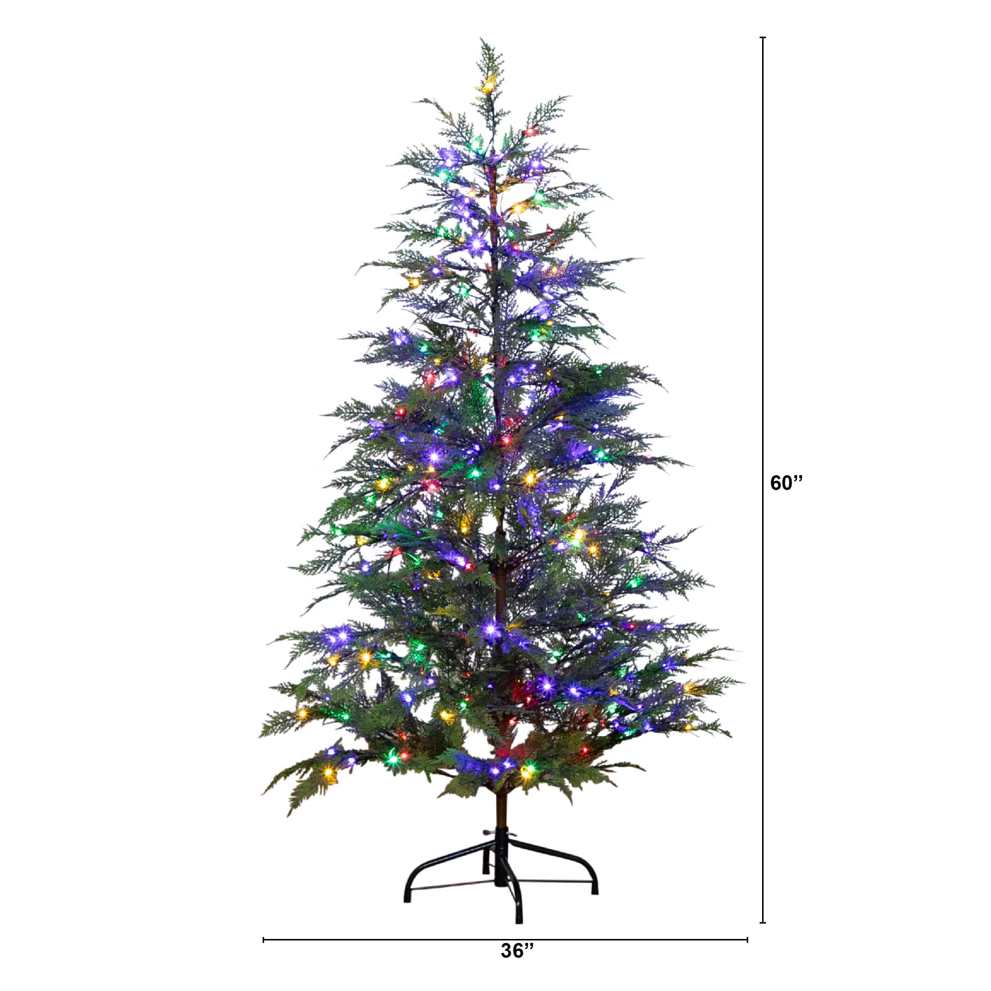 5ft. Pre-Lit Park City Pine Artificial Christmas Tree, Multicolor LED Dewdrop Lights