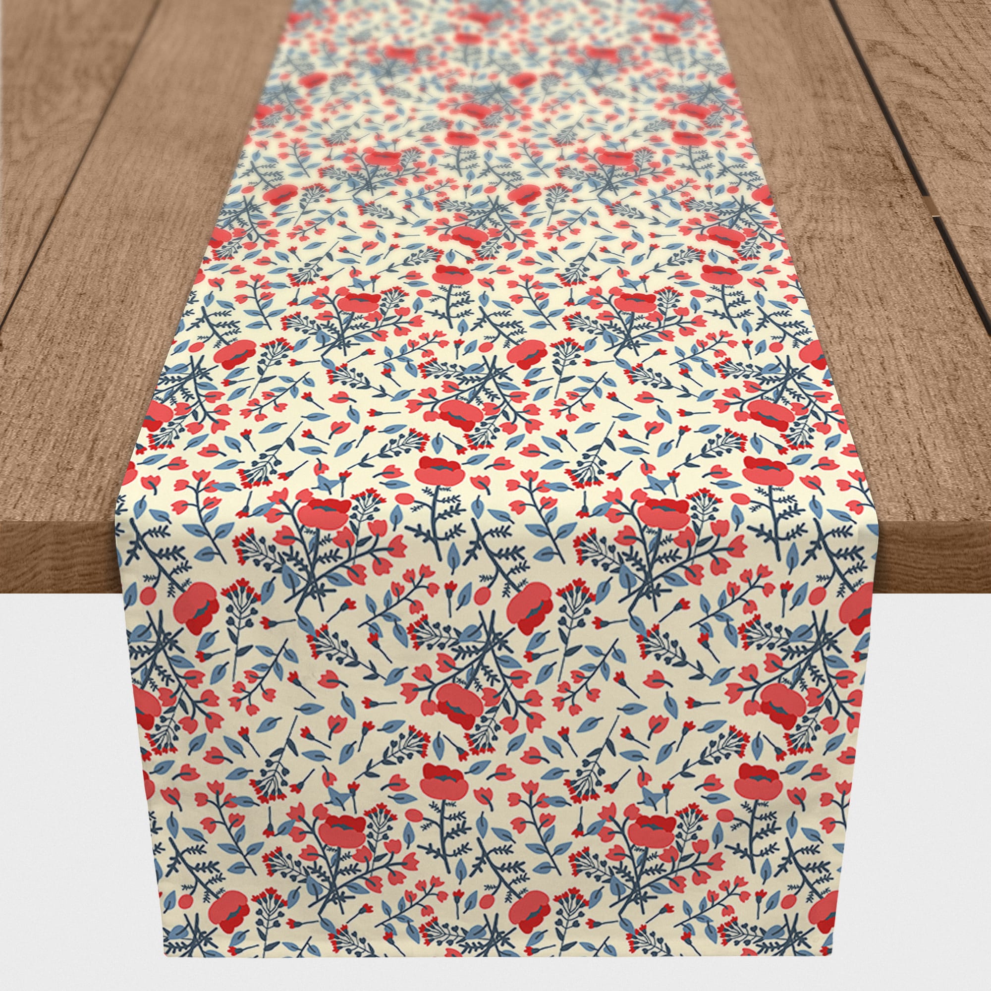 Patriotic Florals Poly Twill Table Runner