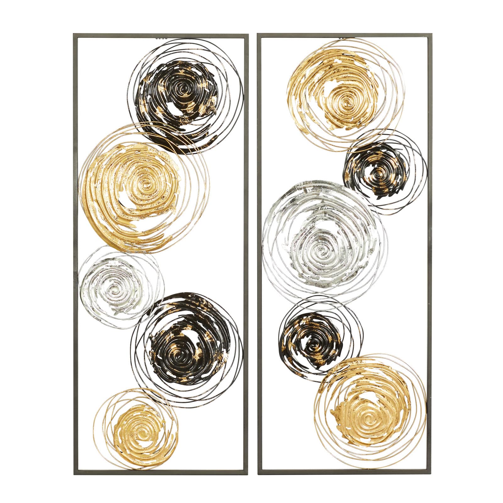 36" Black, Gold & Silver Metal Contemporary Wall Décor Set, 2ct.