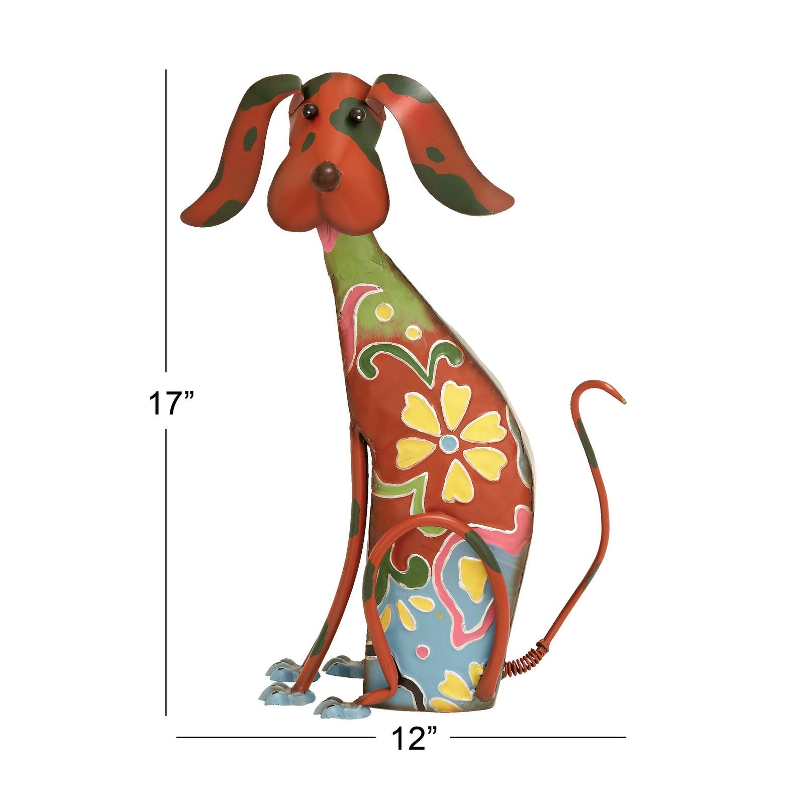 17" Iron Eclectic Dog Garden Sculpture