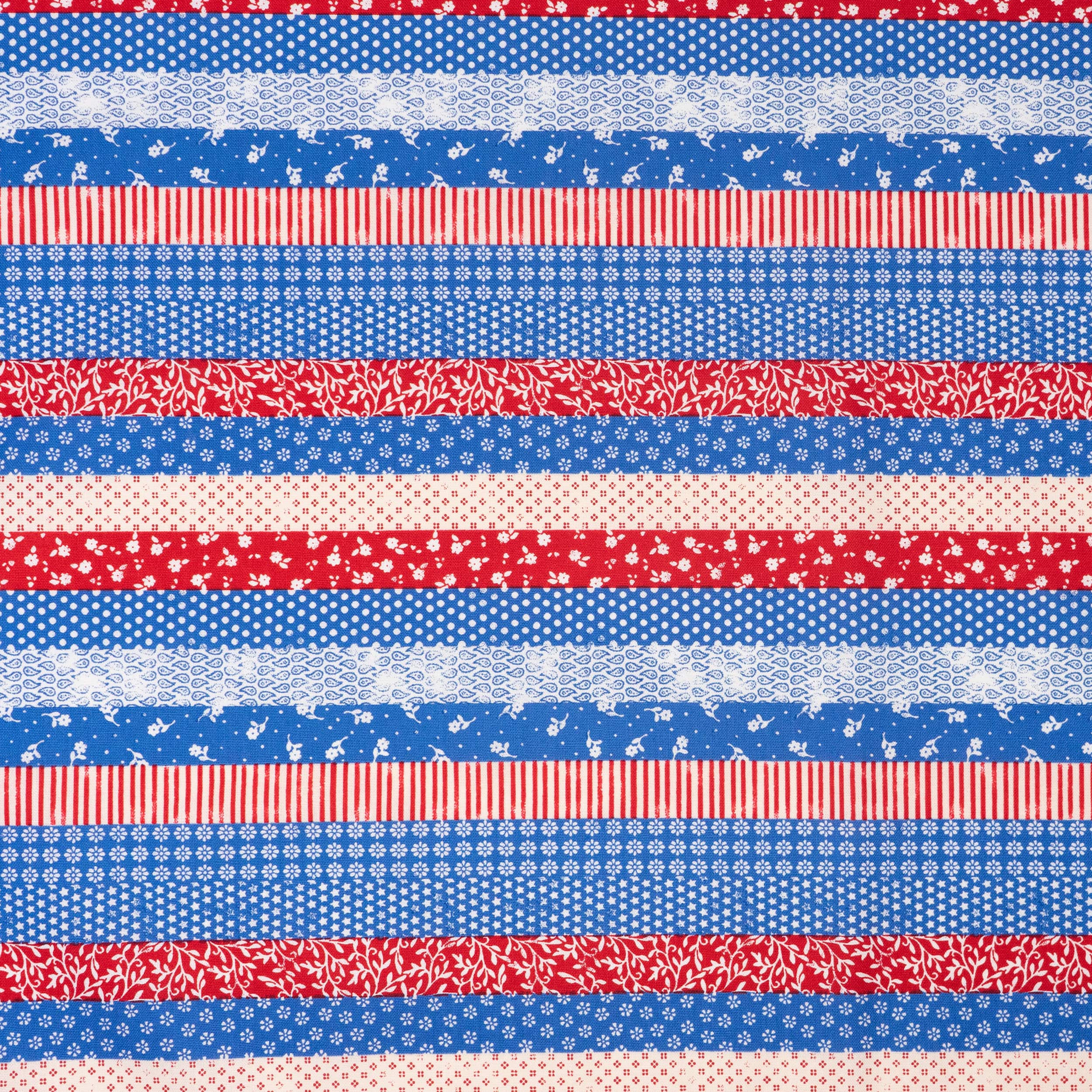 SINGER Americana Floral Stripes Cotton Fabric
