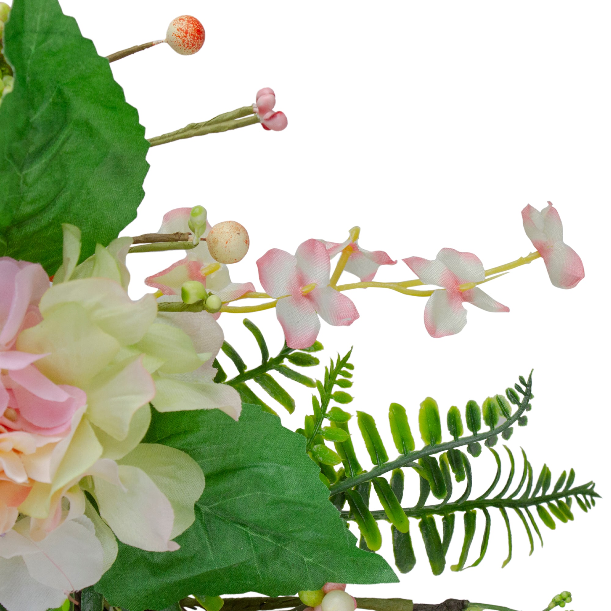 20" Pink Hydrangea Berry & Fern Artificial Spring Floral Wreath