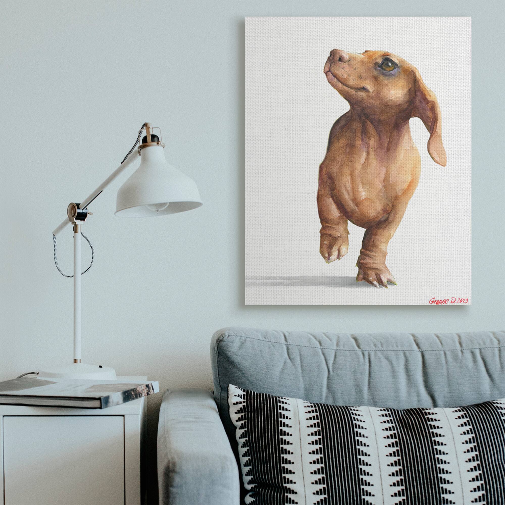Stupell Industries Little Dachshund Dog Strutt Adorable Pet Portrait Canvas Wall Art