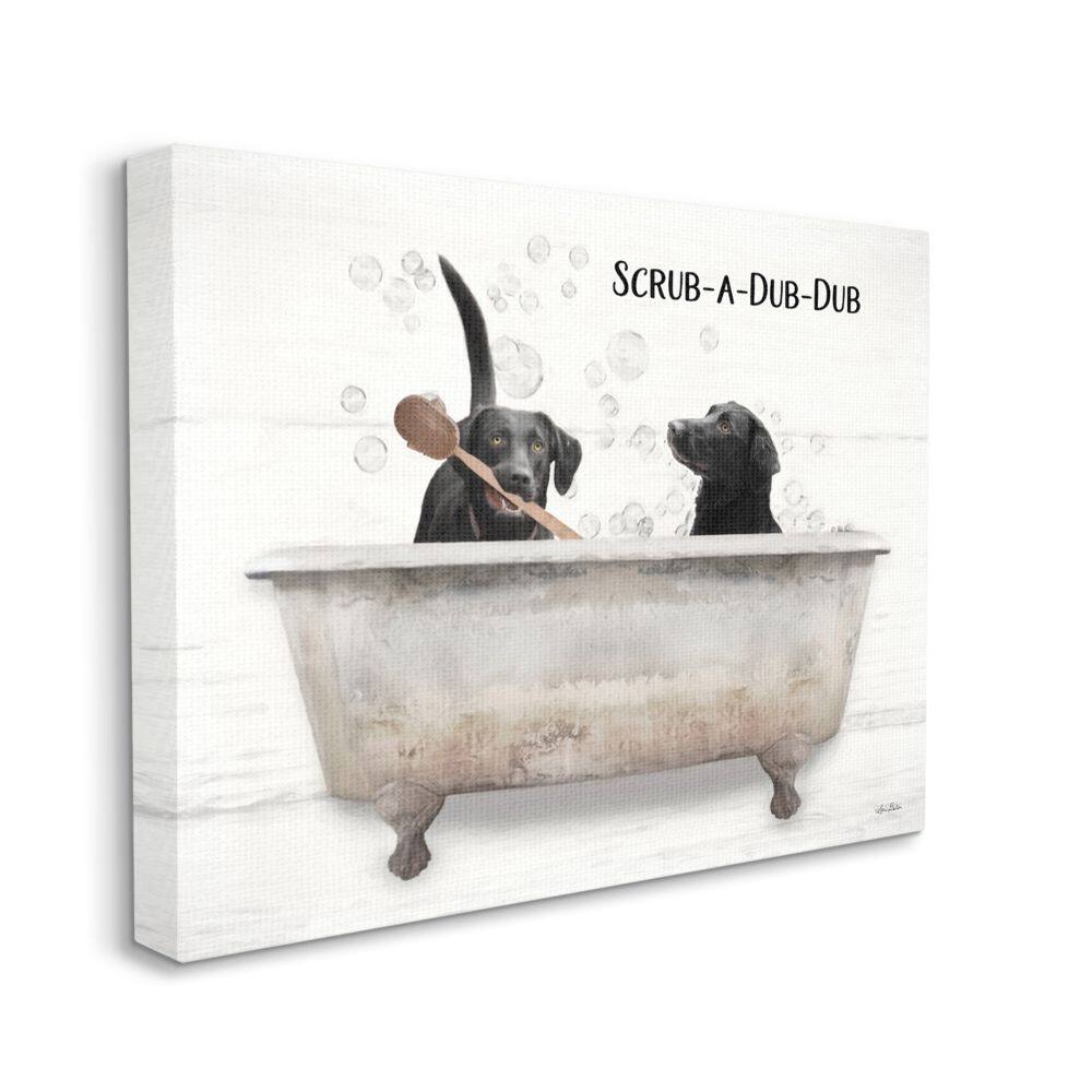 Stupell Industries Scrub a Dub Dub Quote Family Pet Dog Bath Canvas Wall Art
