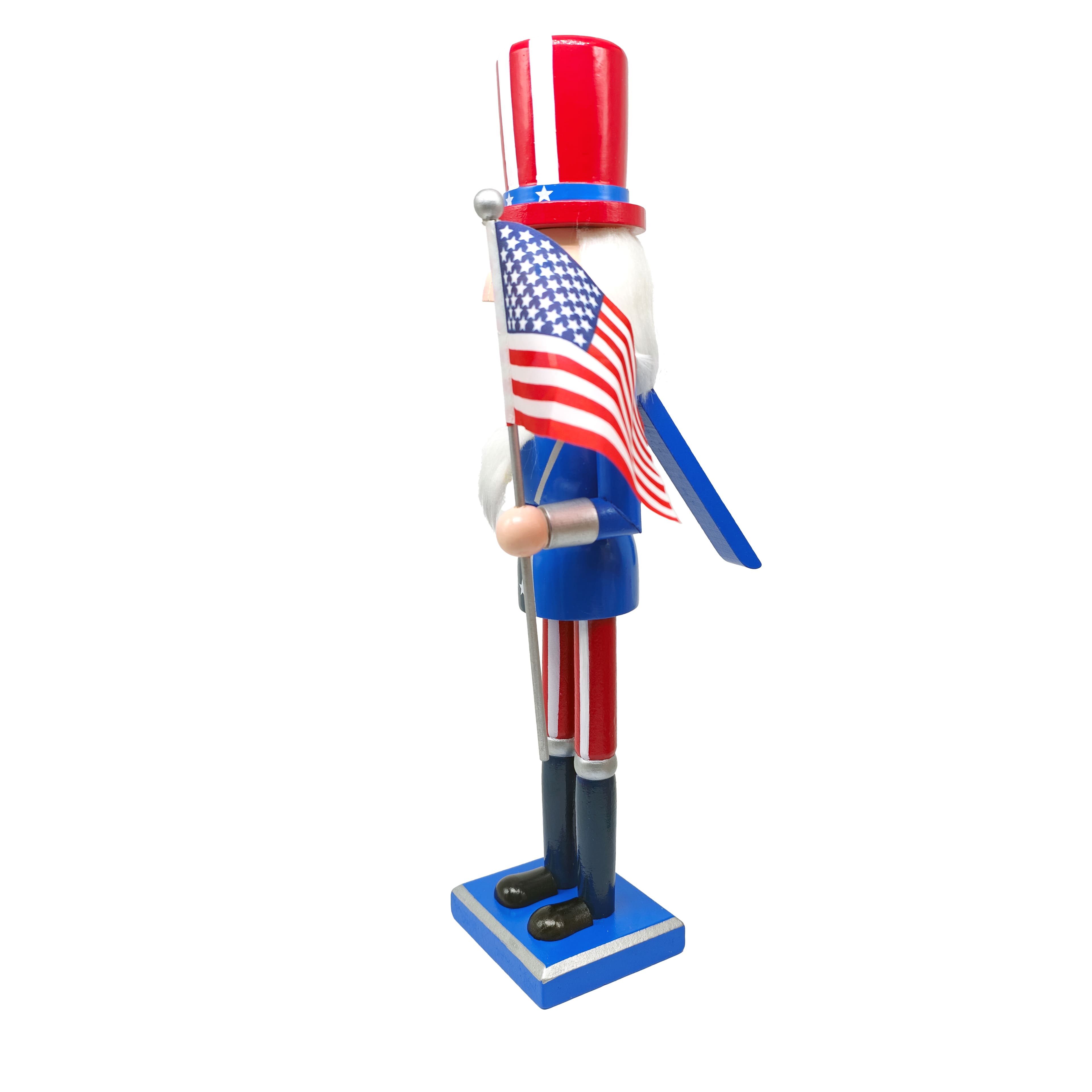 Red, White & Blue 16" Blue US Flag Wood Nutcracker Décor by Celebrate It™