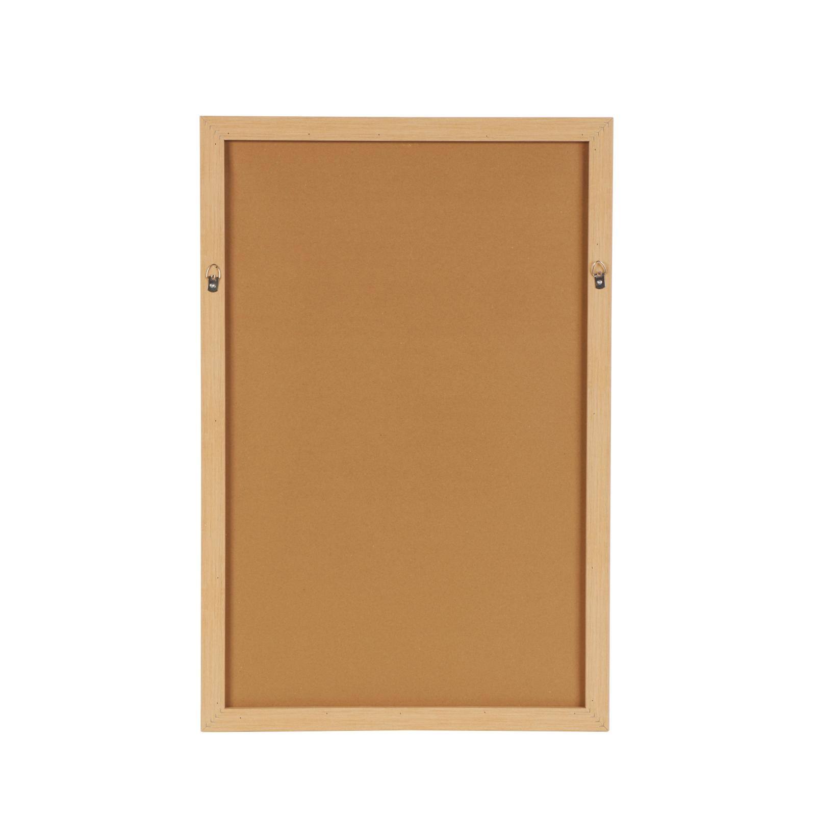 24" x 36" White Abstract Living Room Canvas Framed Wall Art with Brown Frame
