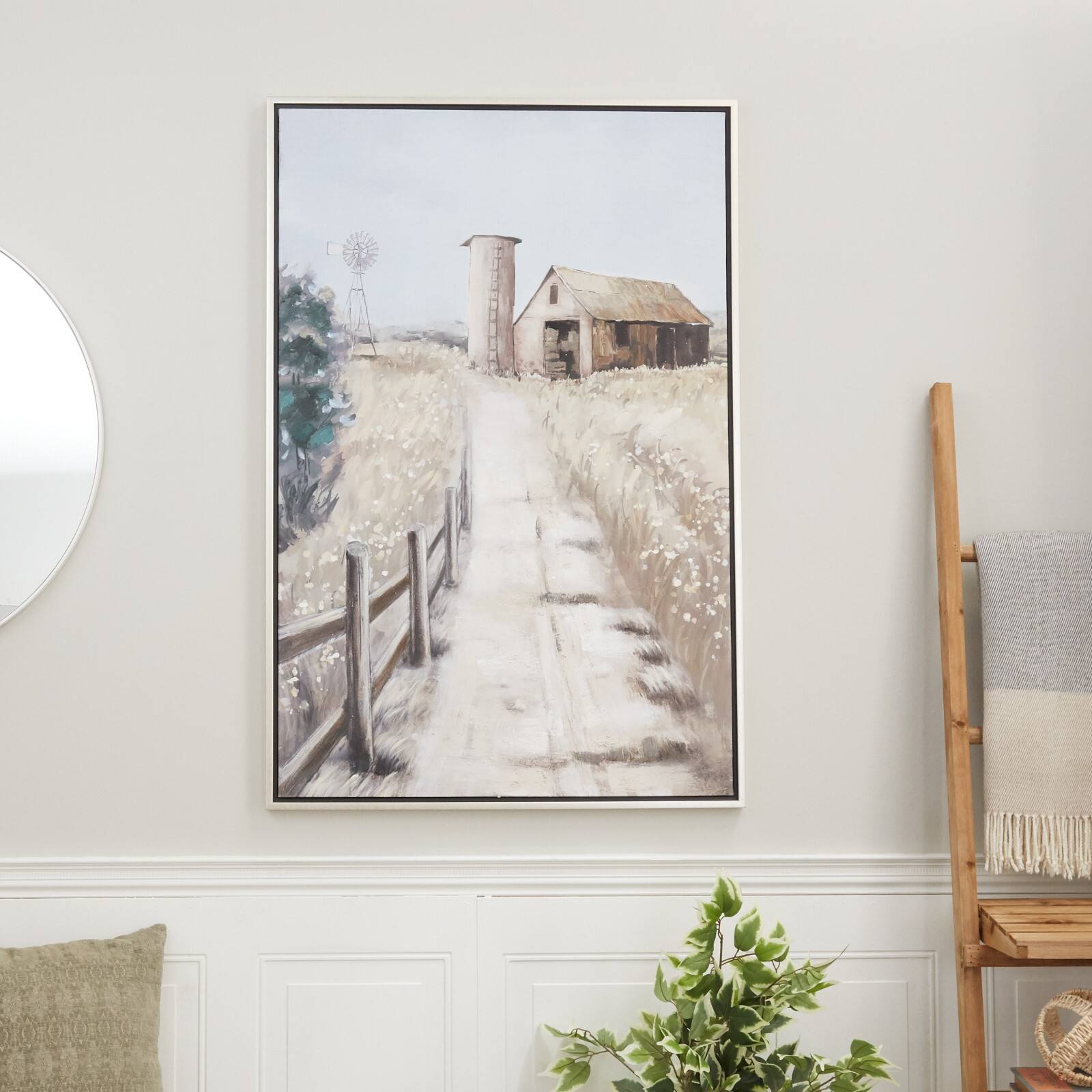 Brown Polystone Modern Farmhouse Framed Wall Art, 48" x 32" x 2"