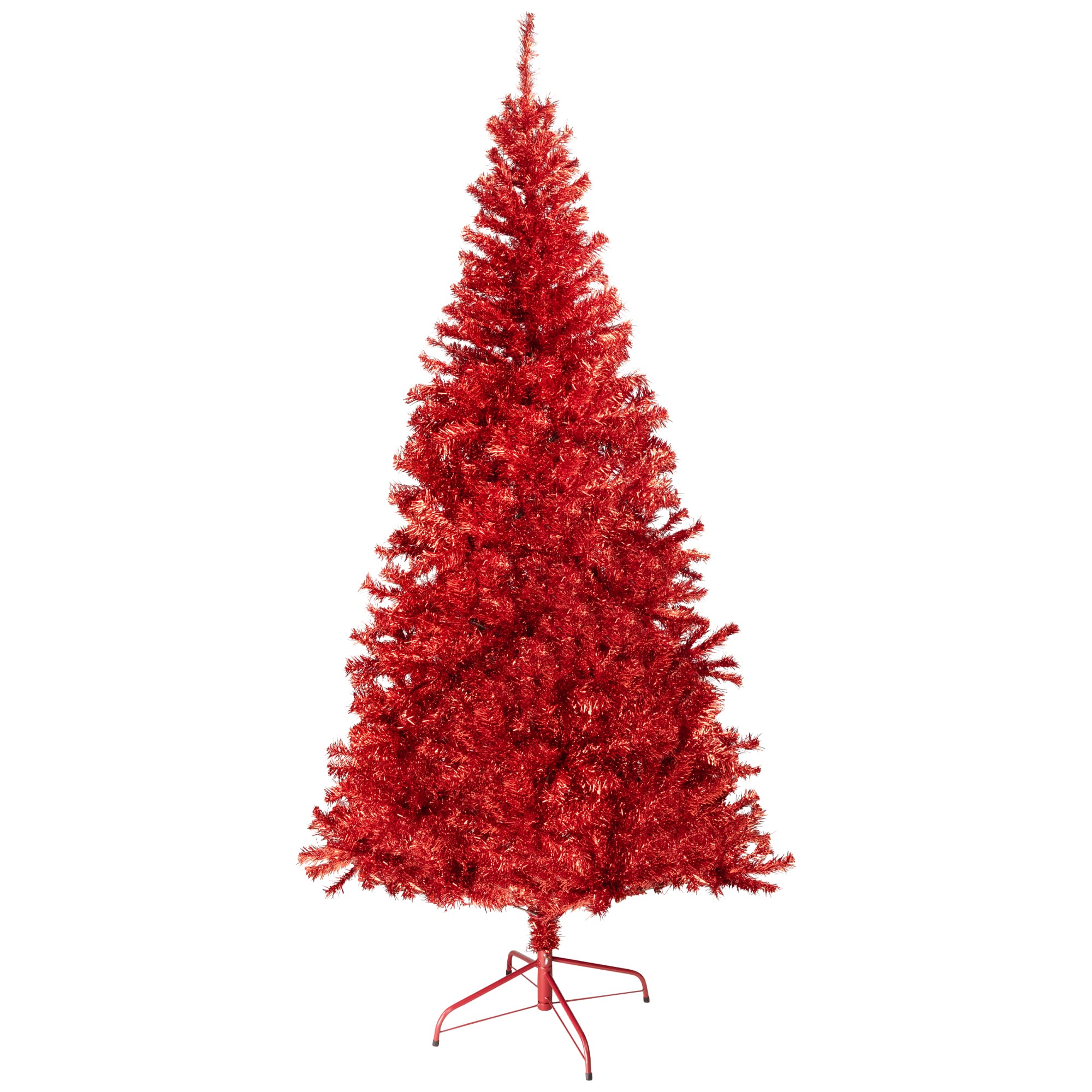 7ft. Unlit Red Artificial Tinsel Christmas Tree