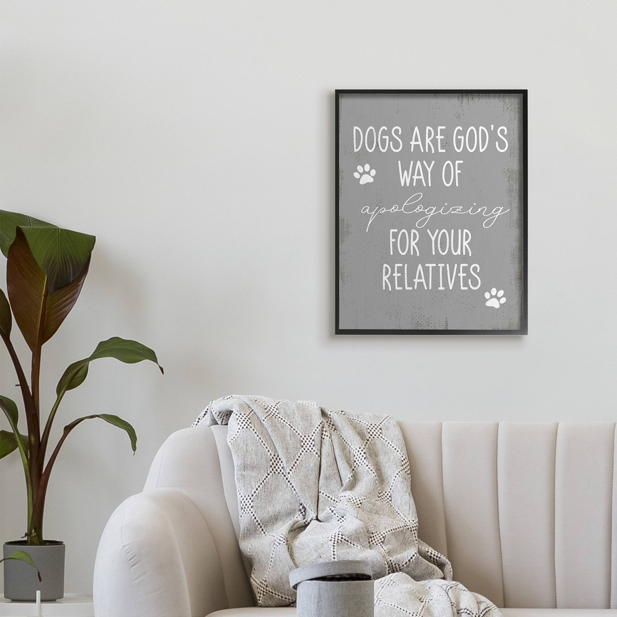Stupell Industries Dogs are God's Way Pawprint Wall Art with Black Frame