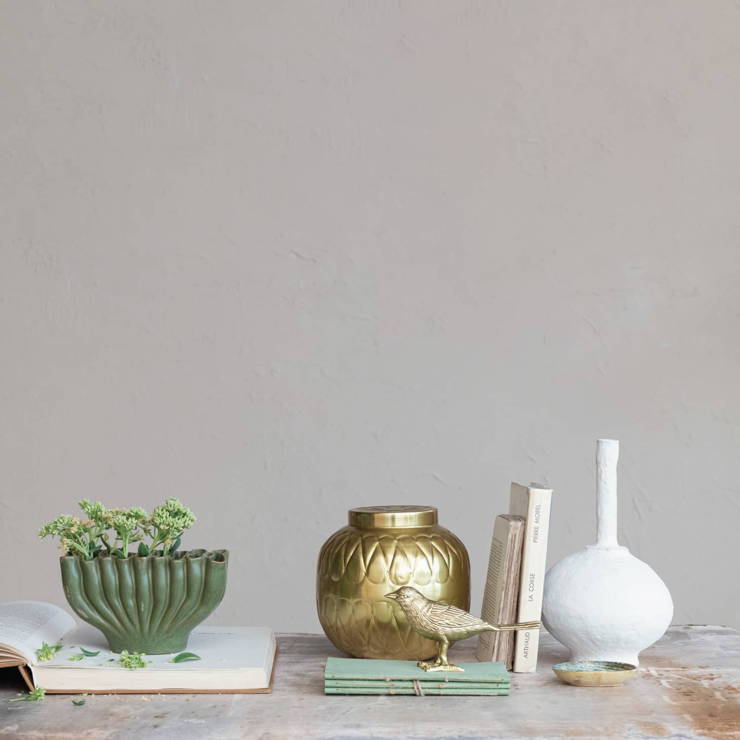 Hello Honey® 7.75" Golden Embossed Decorative Metal Container