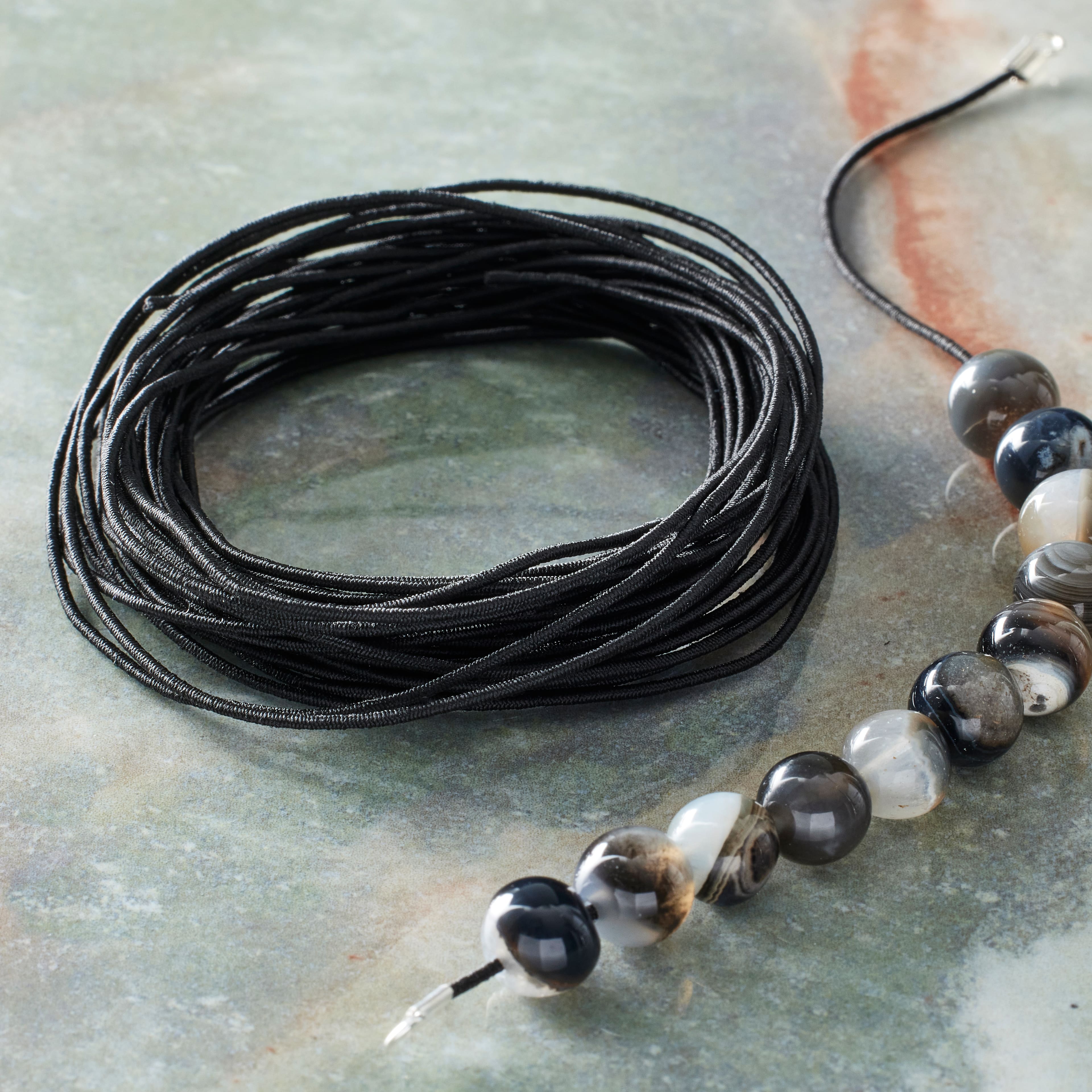 24 Pack: 1mm Black Elastic Cord by Bead Landing™