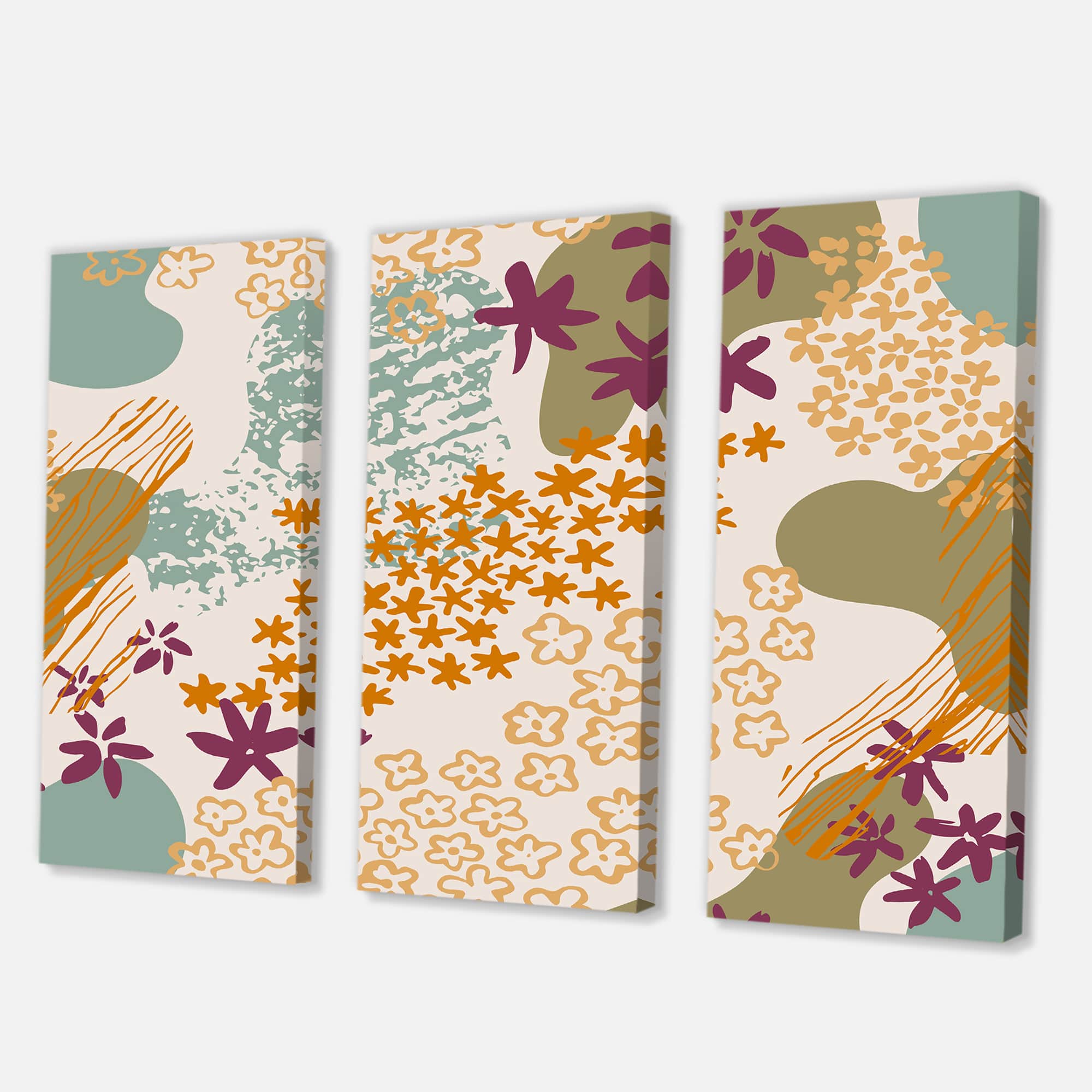 Designart - Flowers Silhouettes and Fluid Shapes