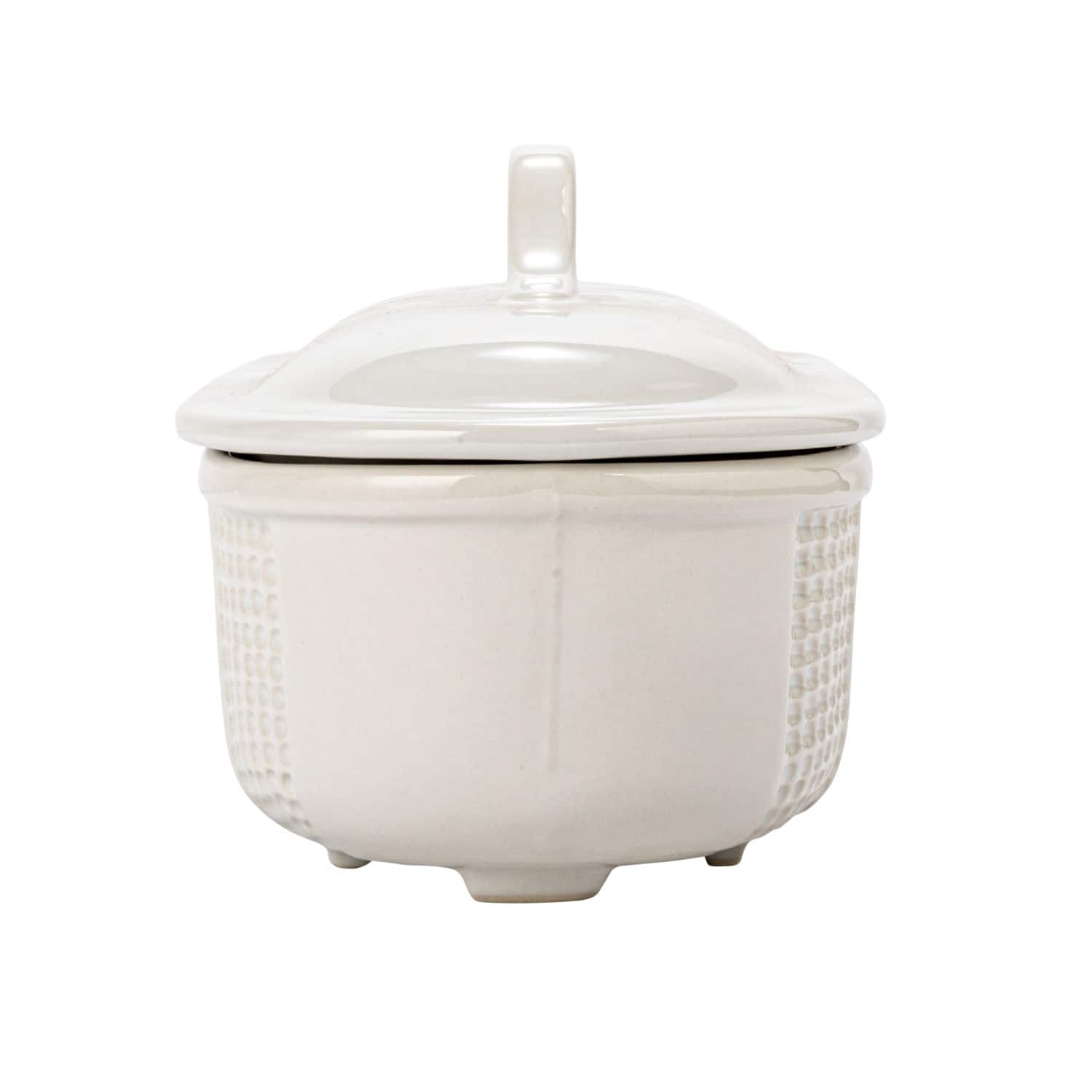 Hello Honey® 15.5" Matte White Oval 2qt. Debossed Stoneware Baking Dish with Lid