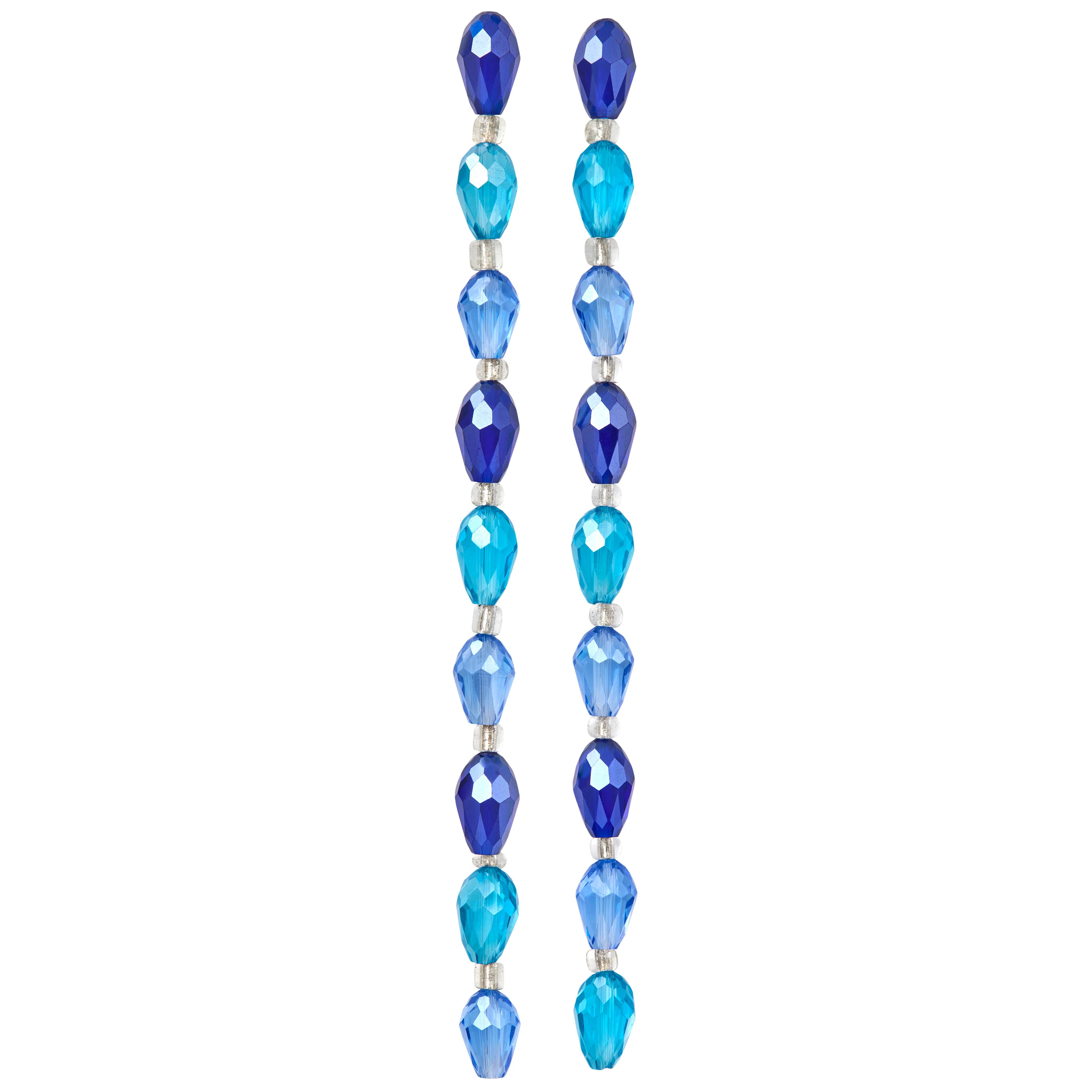 Aqua Teardrop Faceted Glass Beads, 11mm by Bead Landing™