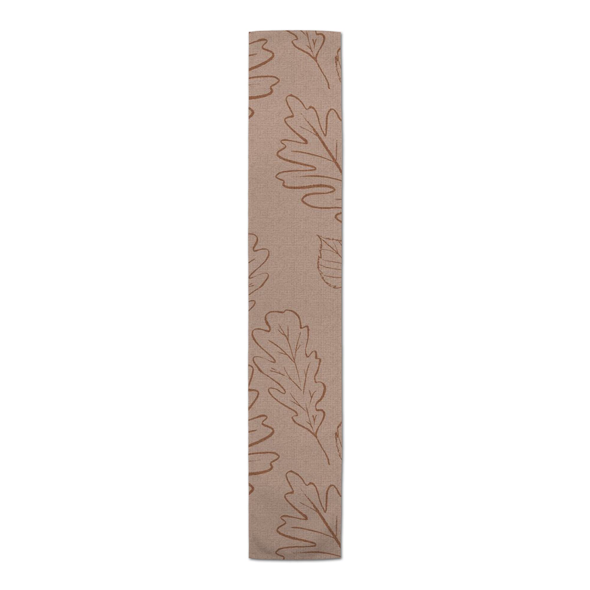 90" Dusty Rose Large Leaf Pattern Cotton Twill Runner