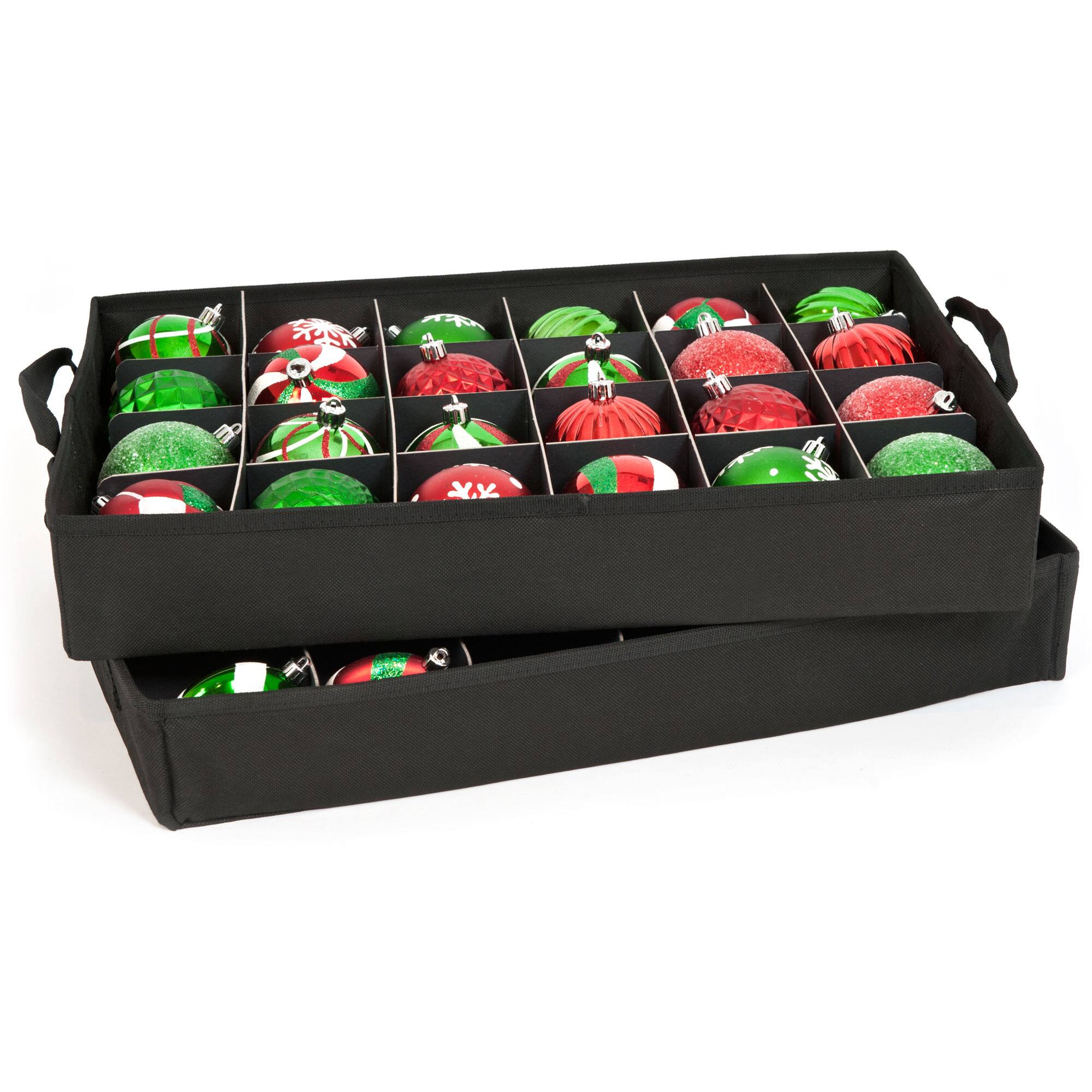 Santa's Bag 48ct. 3" Christmas Ornament Storage Box with Clear Lid