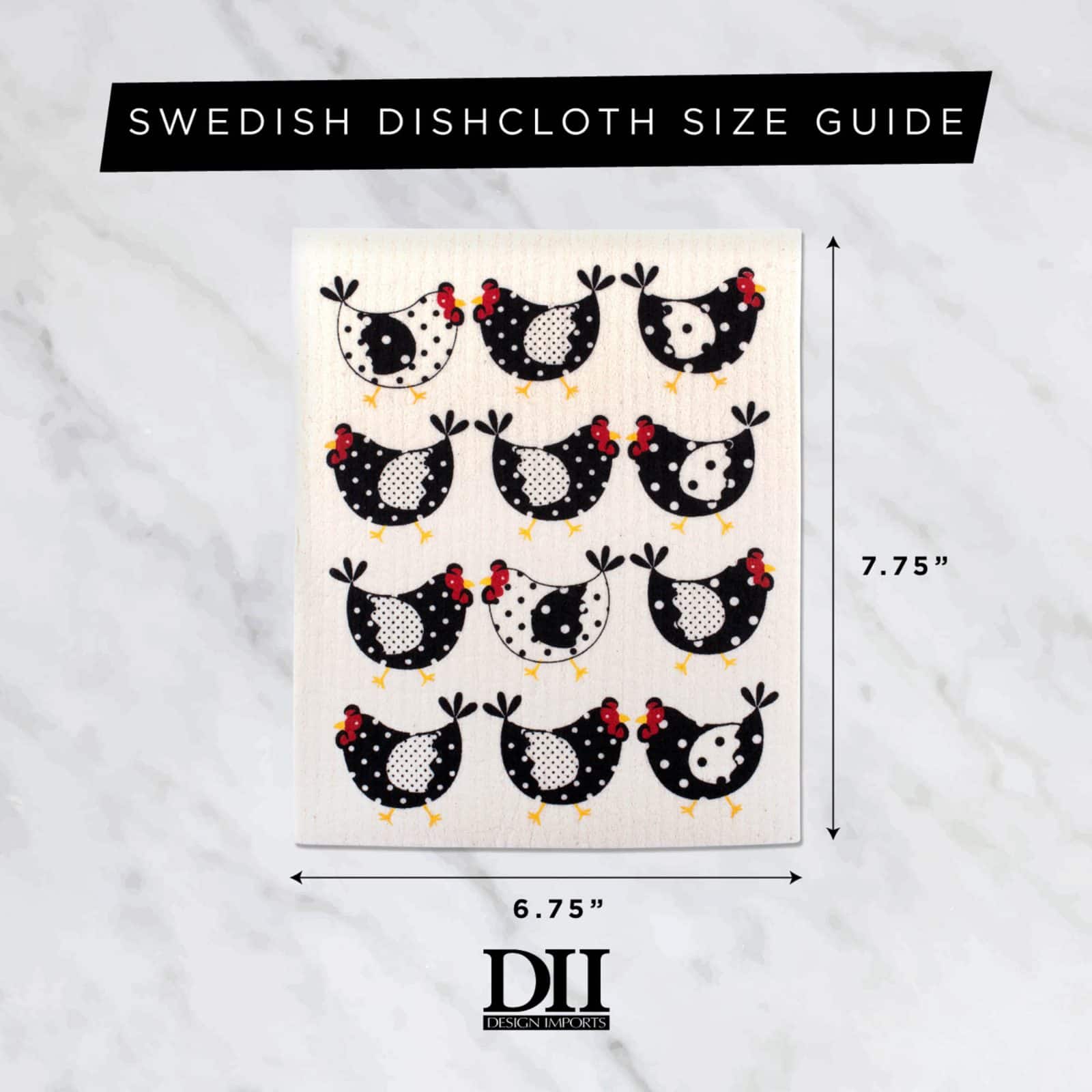 DII® Chickens Swedish Dishcloth, 3ct.