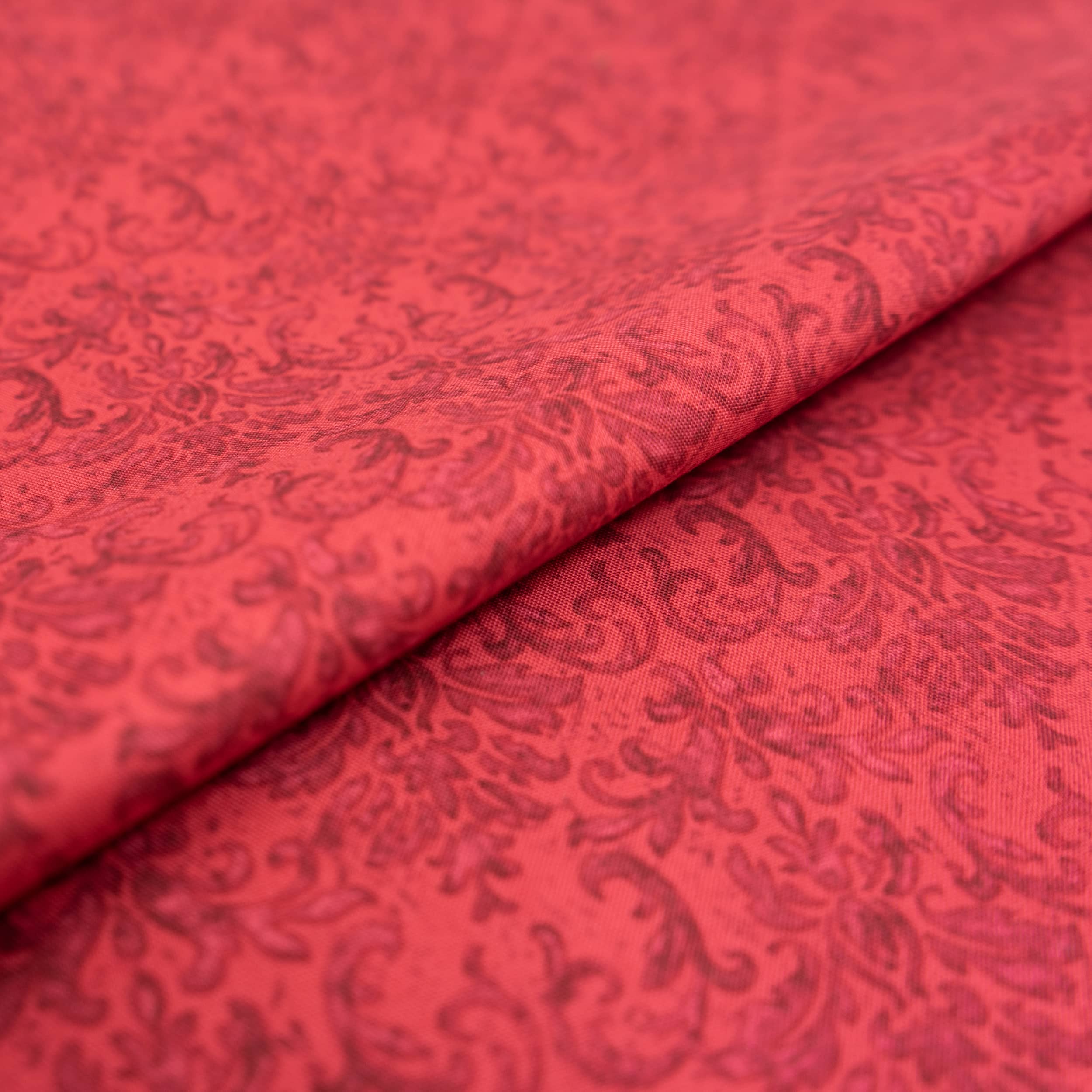 SINGER Christmas Holiday Red Damask Cotton Fabric