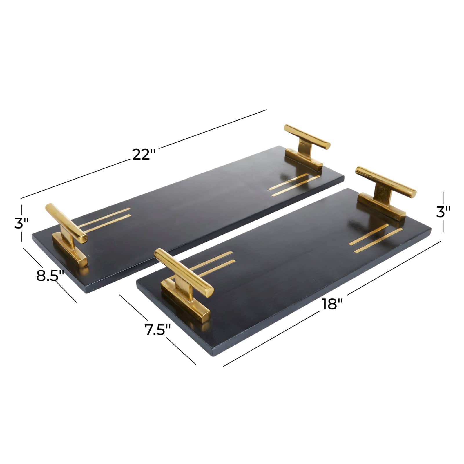 Black Marble Contemporary Tray Set