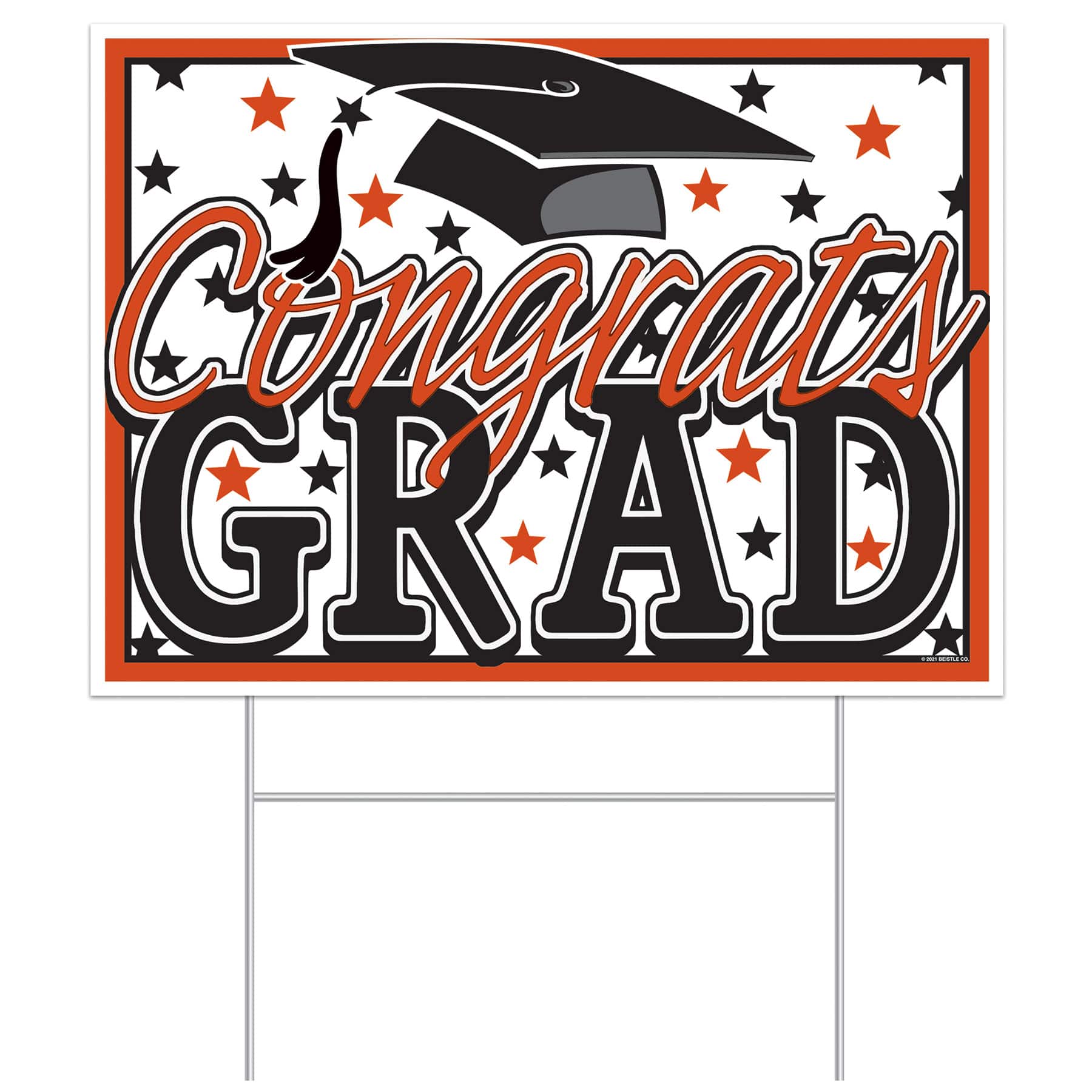 Beistle 11.5" x 15.5" Plastic Congrats Grad Yard Sign