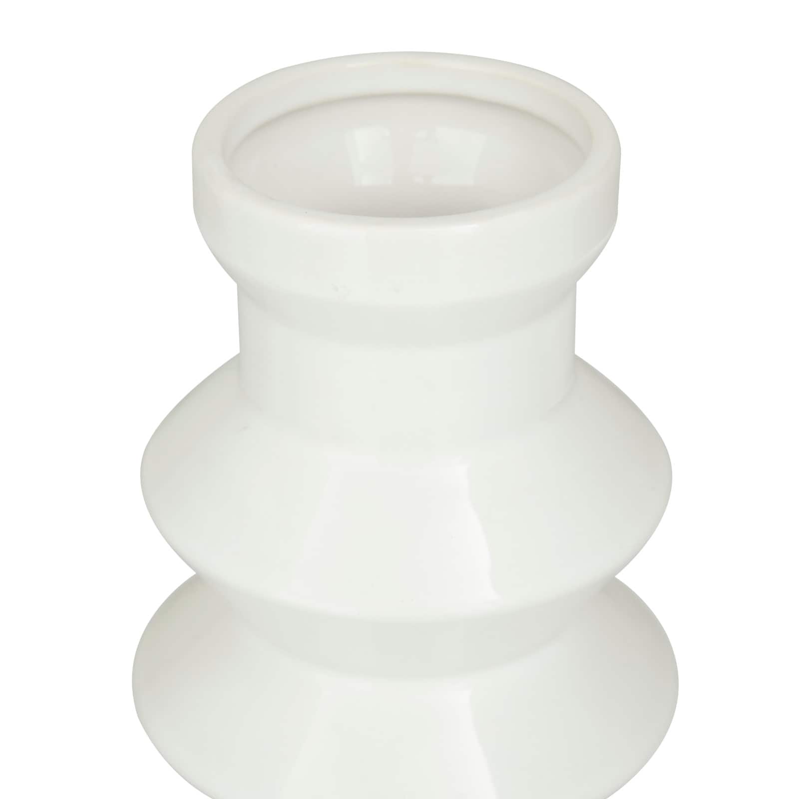 White Stoneware Contemporary Vase, Set of 3" 16",17"