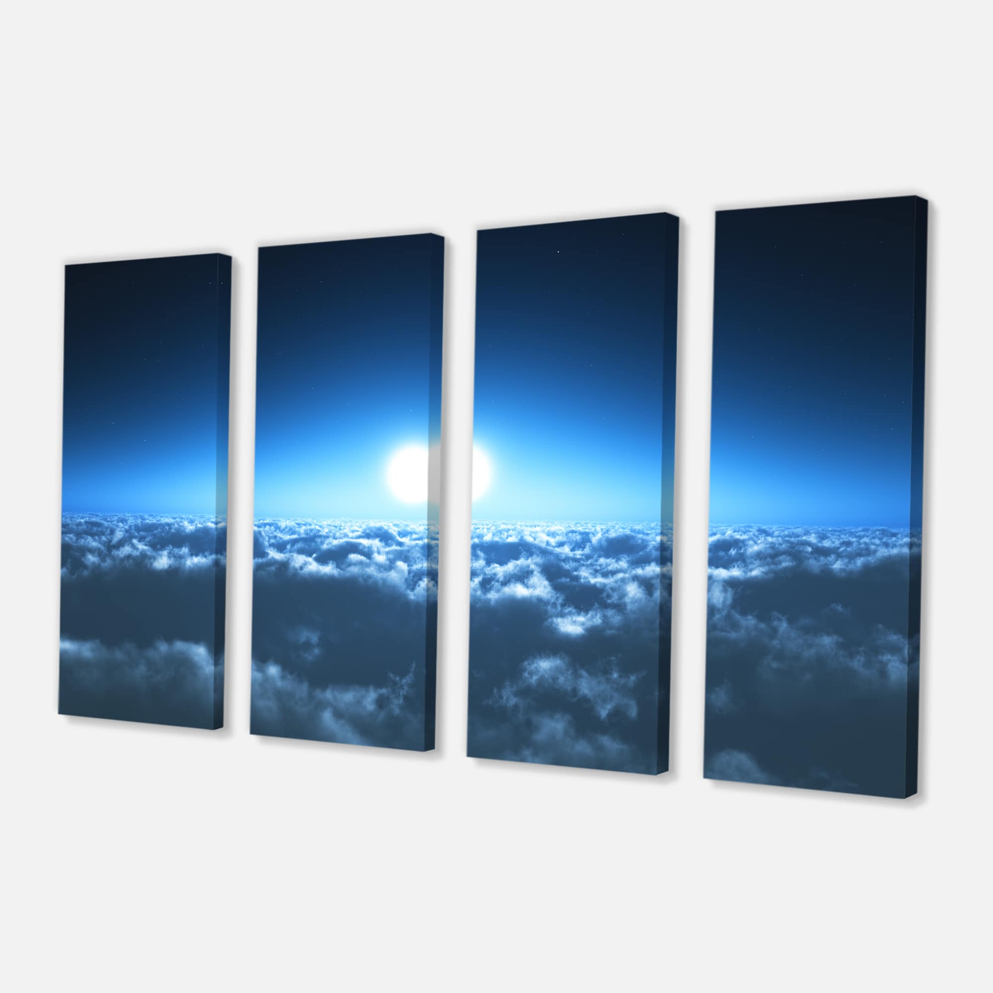 Designart - Night Flight above Clouds - Extra Large Wall Art Landscape