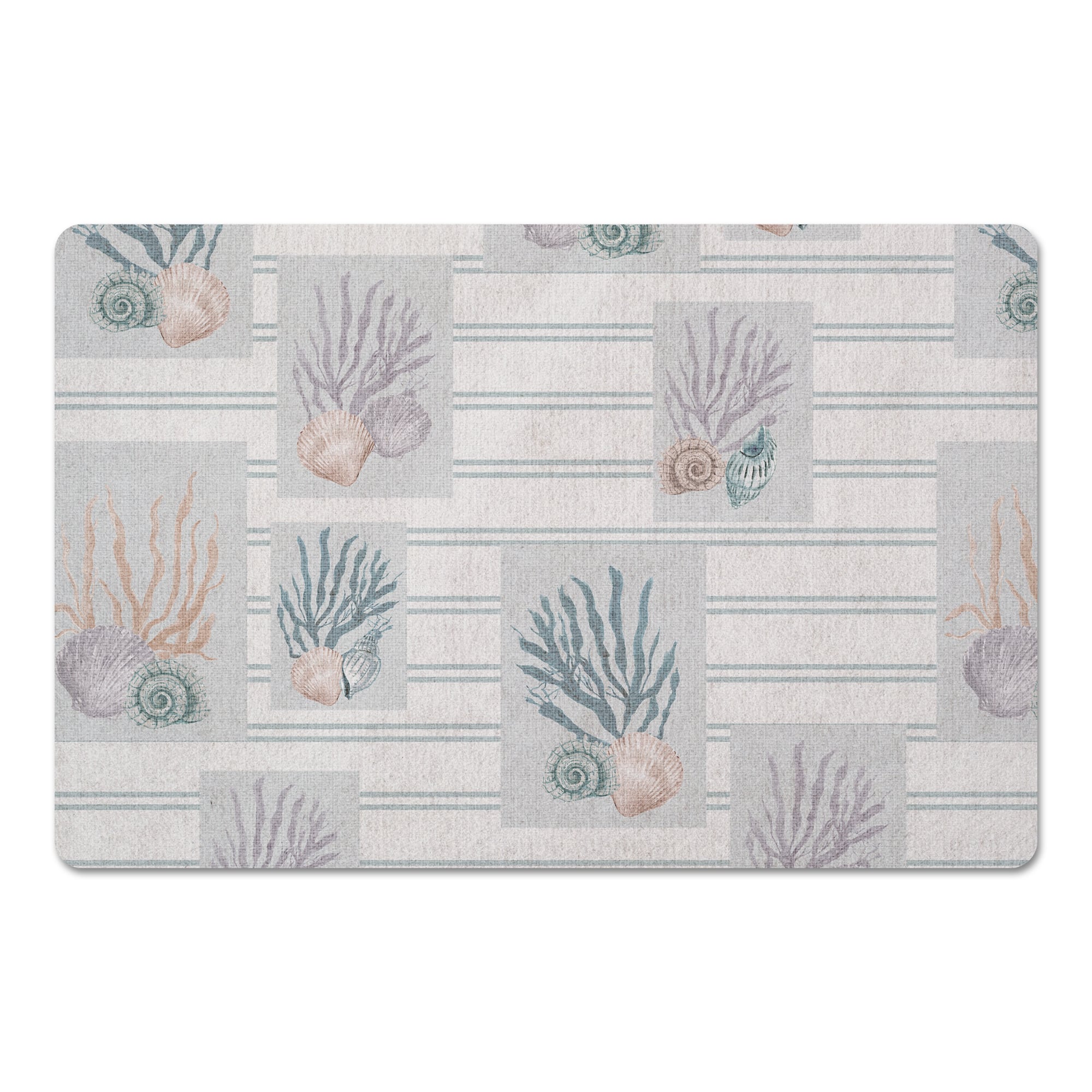 Shell Panels On Stripe Floor Mat