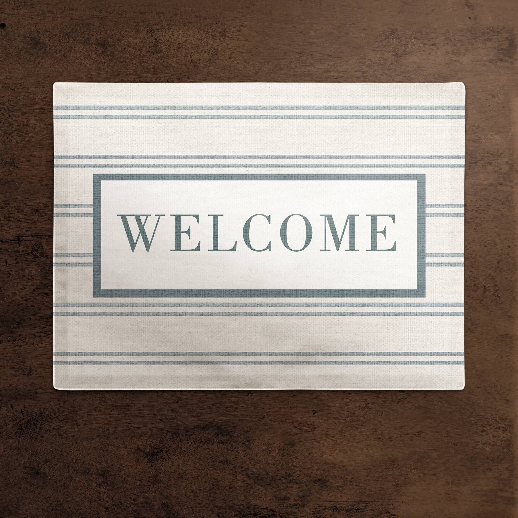 Welcome Stripe Cotton Twill Placemat