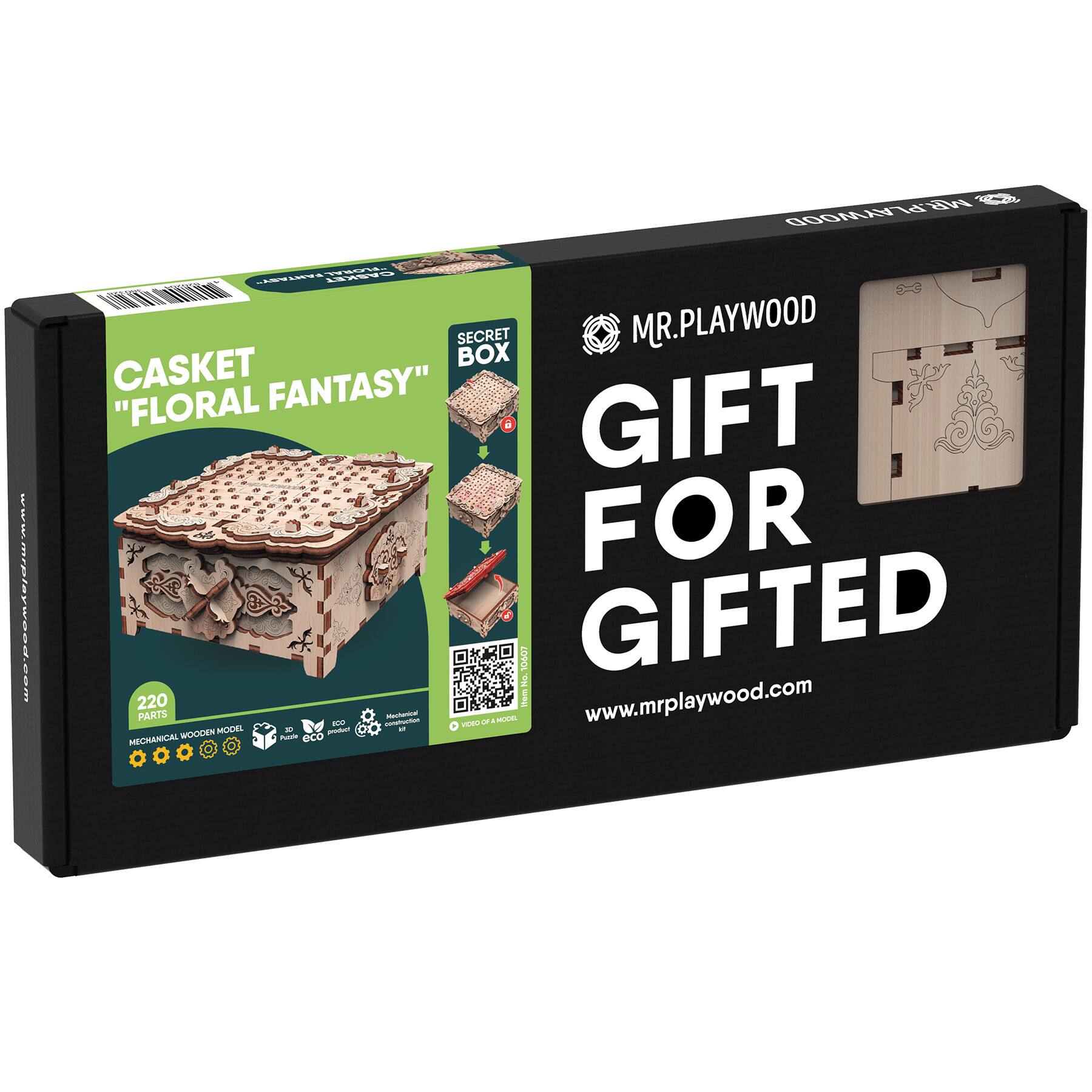 Mr. Playwood Secret Box Floral Fantasy 3D Wooden STEM Puzzle Kit