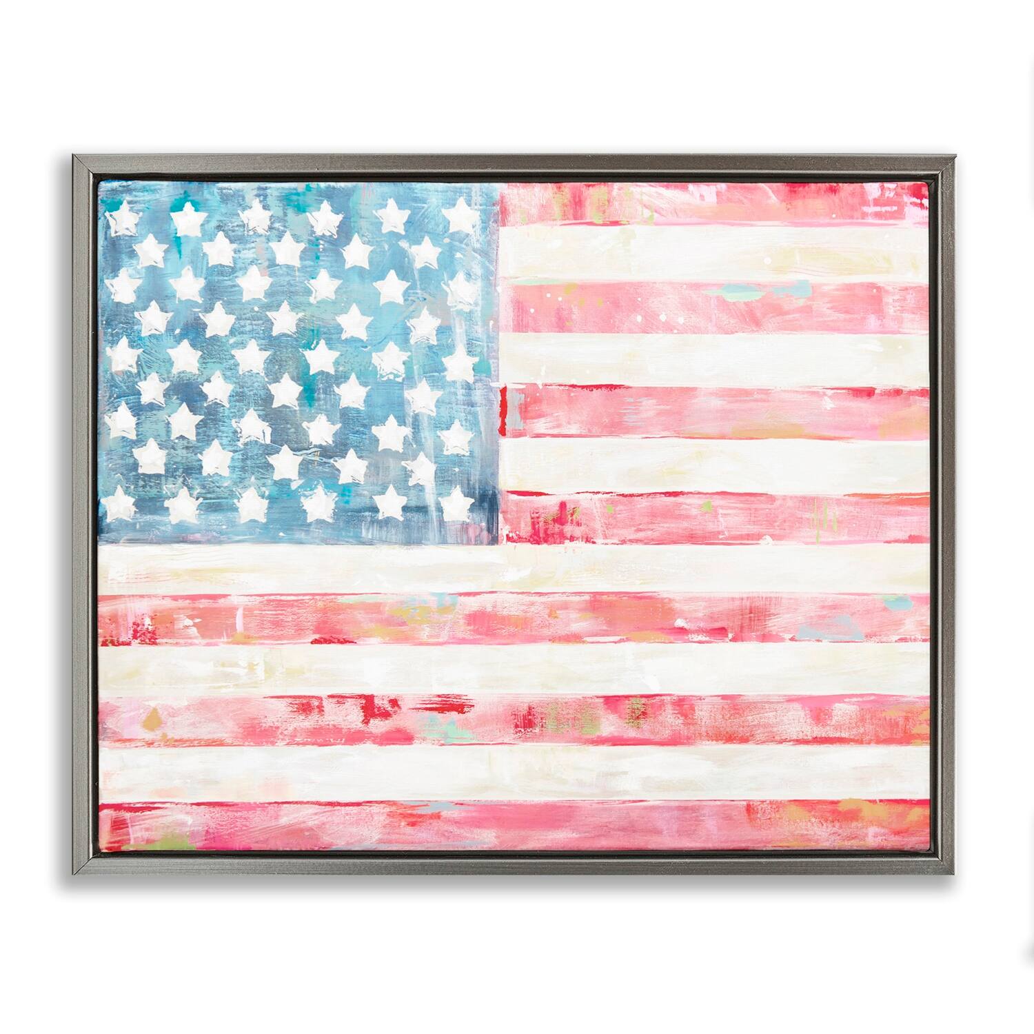 Stupell Industries Patriotic Brushed Flag Floater Framed Art