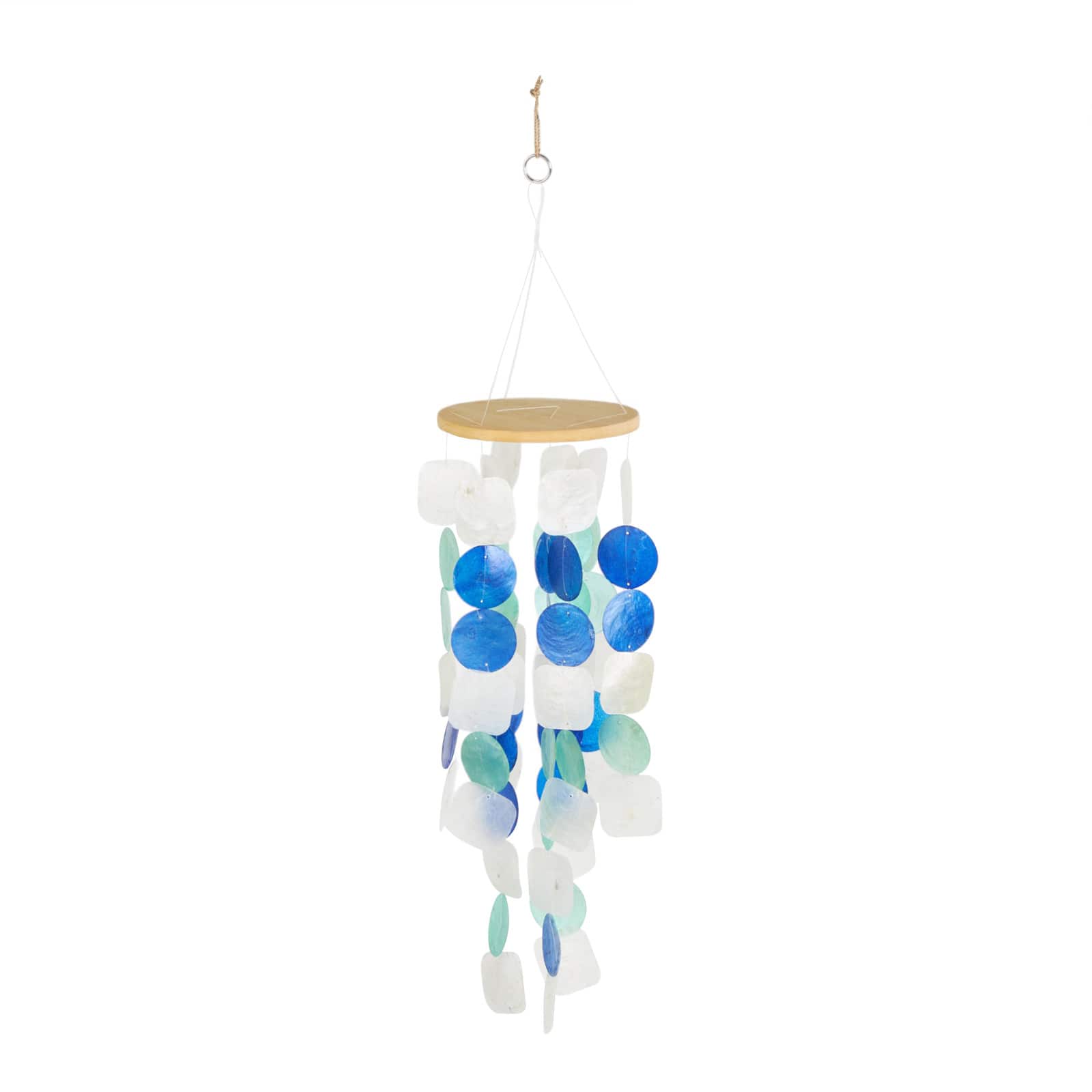 22" White Capiz Shell Waterfall Indoor Outdoor Windchime Accents