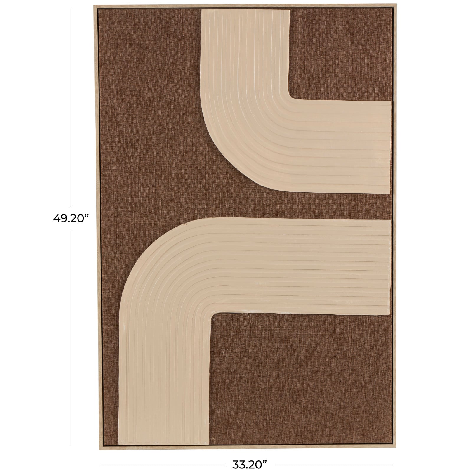 33" x 49" Brown Polyester Abstract Framed Wall Art with Tan Ribbed Arches