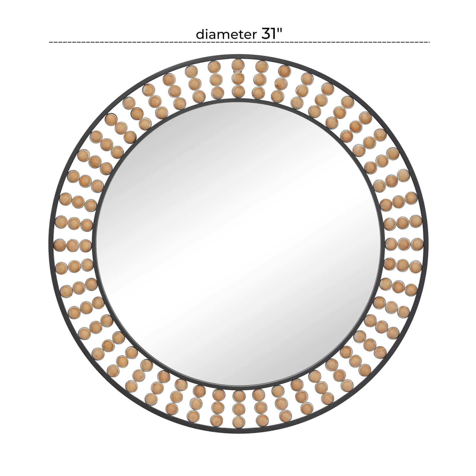 Black Metal Bohemian Wall Mirror, 31" x 2" x 31"