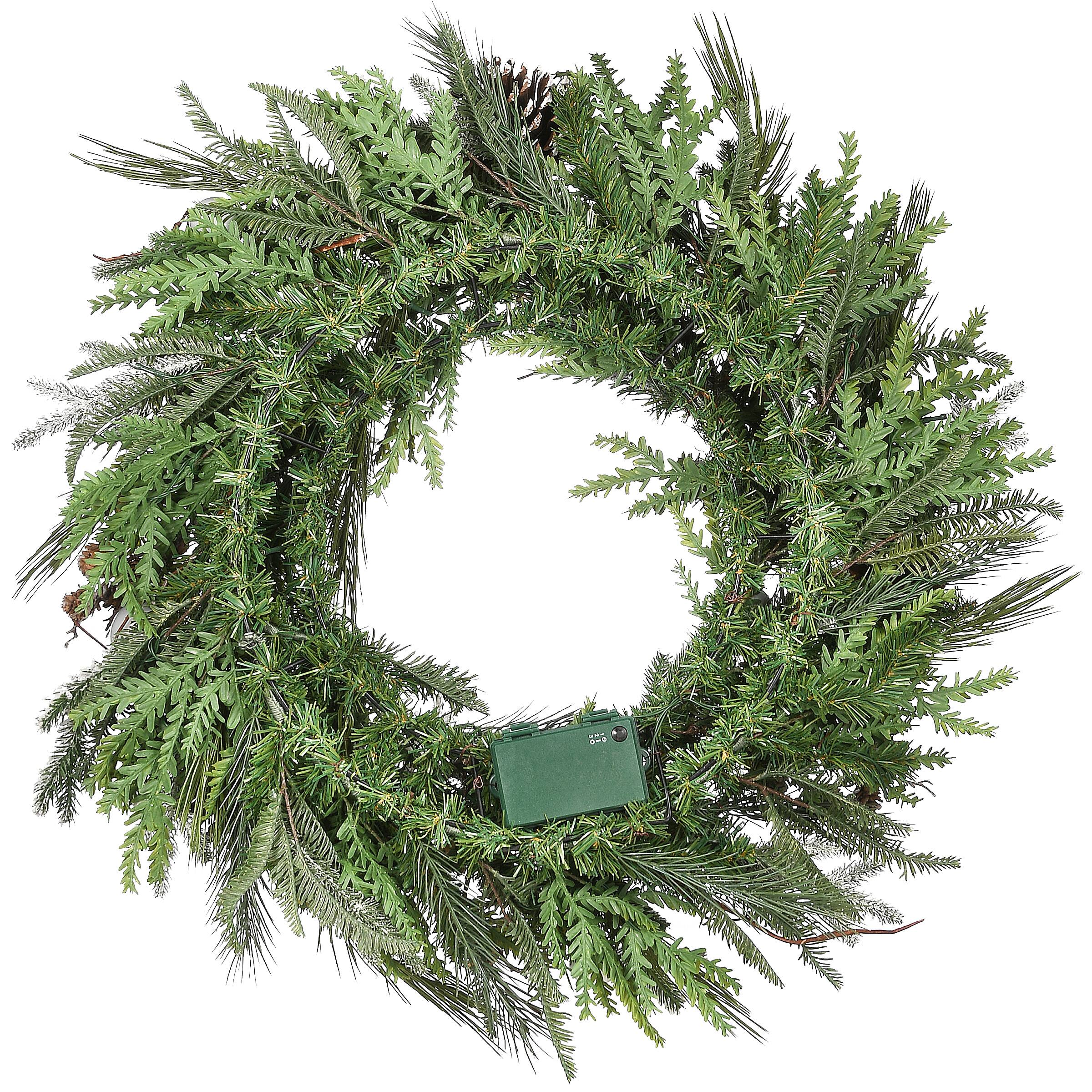 Alpine Collection 30" Warm White LED Decorated Wreath
