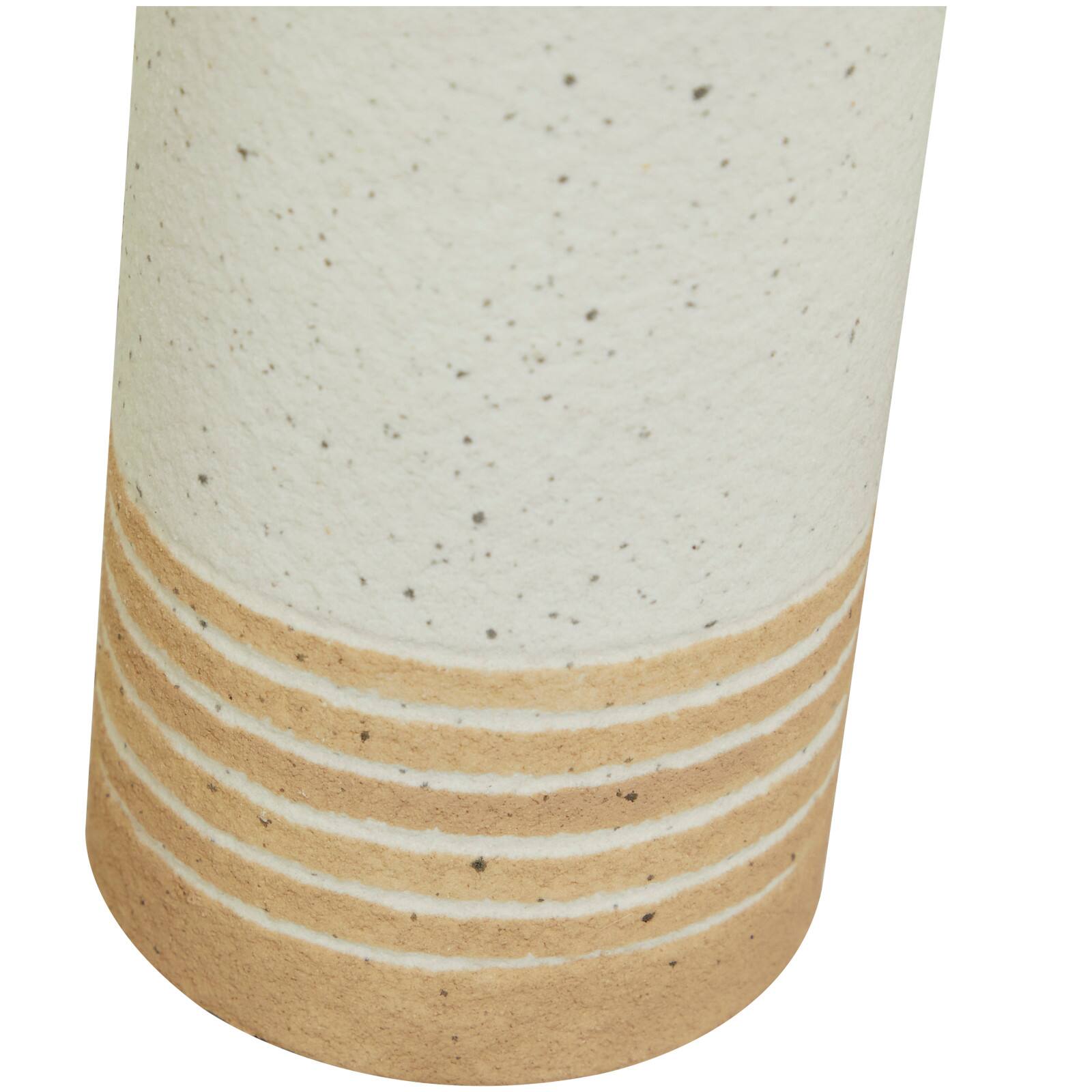 White Metal Striped Pillar Candle Holder Set