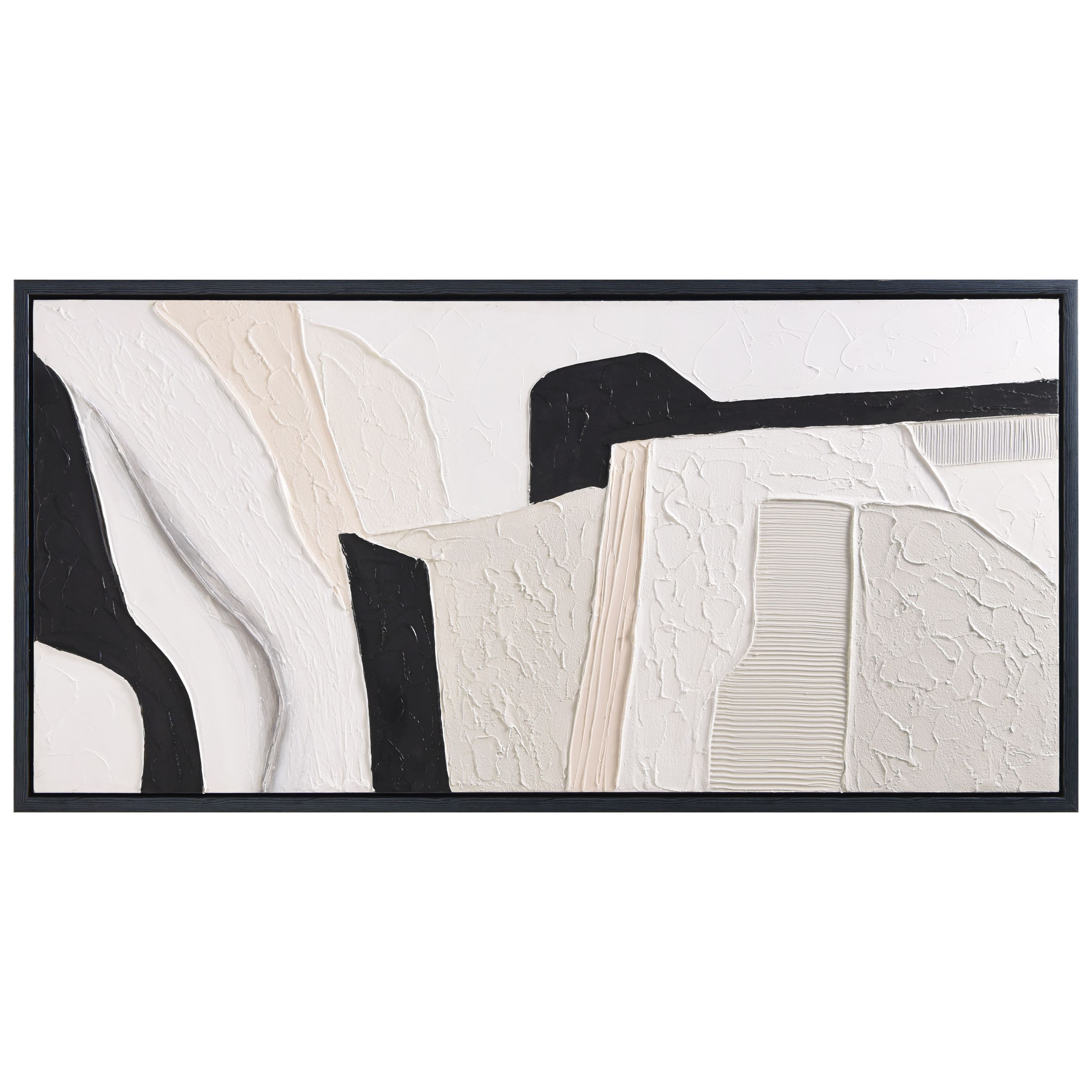 Empire Art Direct 48" x 24" Monochrome Abstract Heavily Textured Hand Painted Framed Canvas Wall Art