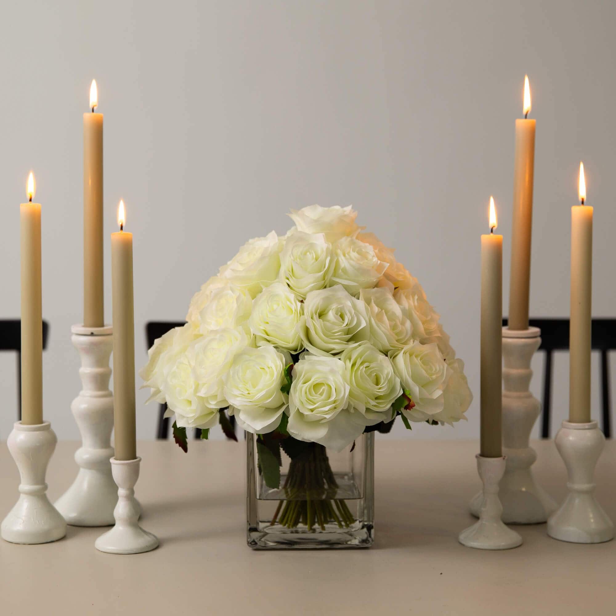 Wedding Collection 13in. Artificial Rose Arrangement in Glass Vase