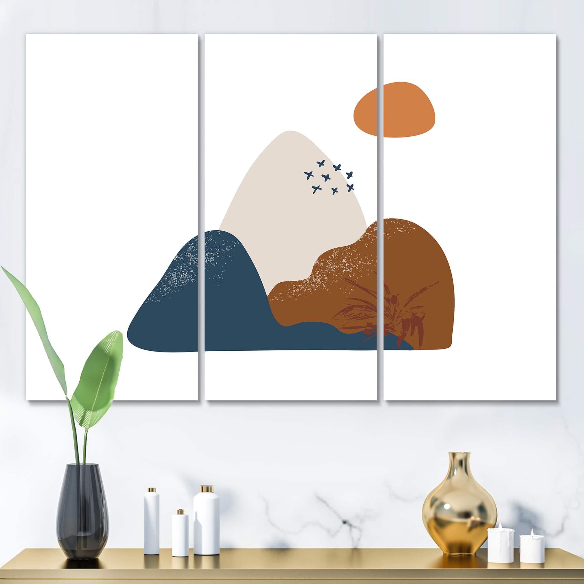 Designart - Abstract Flowers On Minimal Shapes VI