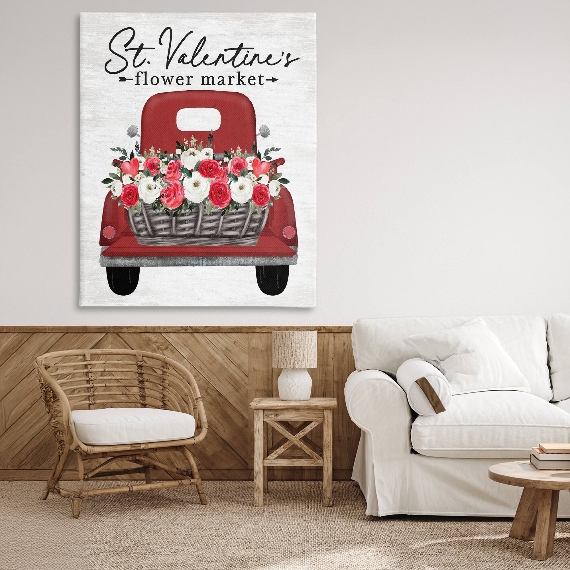 Stupell Industries St. Valentine's Flower Market Truck Canvas Wall Art