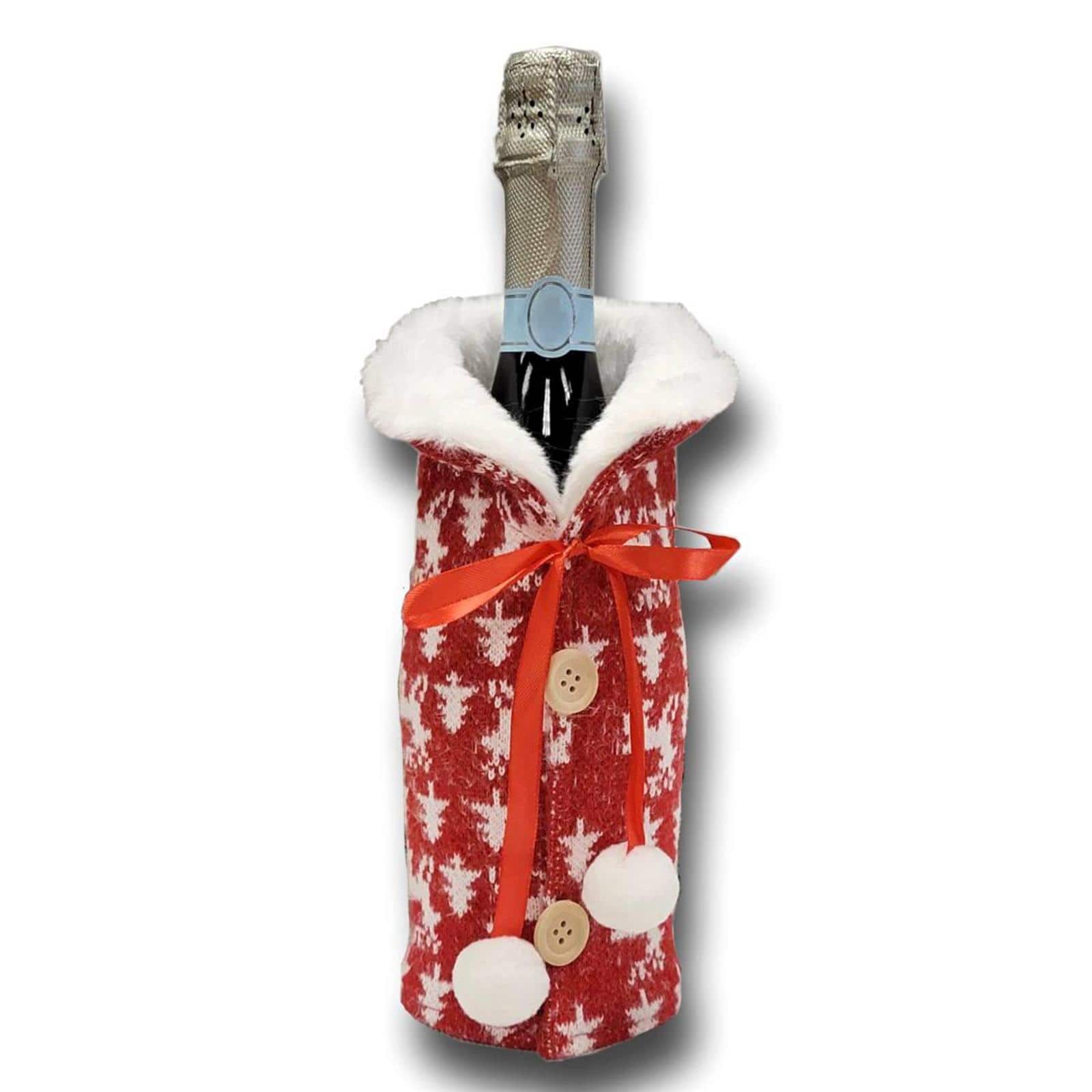 Wizardi 8.27" x 11.69" Red & White Christmas Bottle Cover 