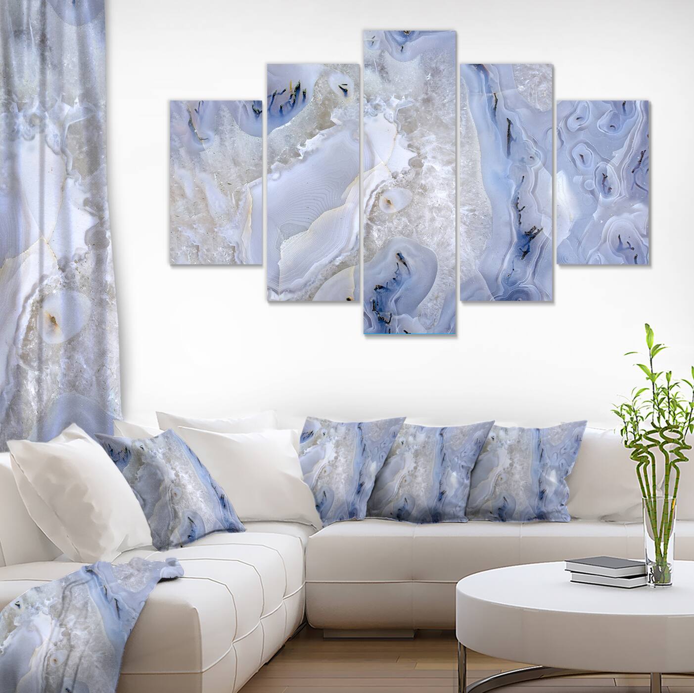 Designart - Agate Stone Background - White - Abstract Canvas Wall Art Print