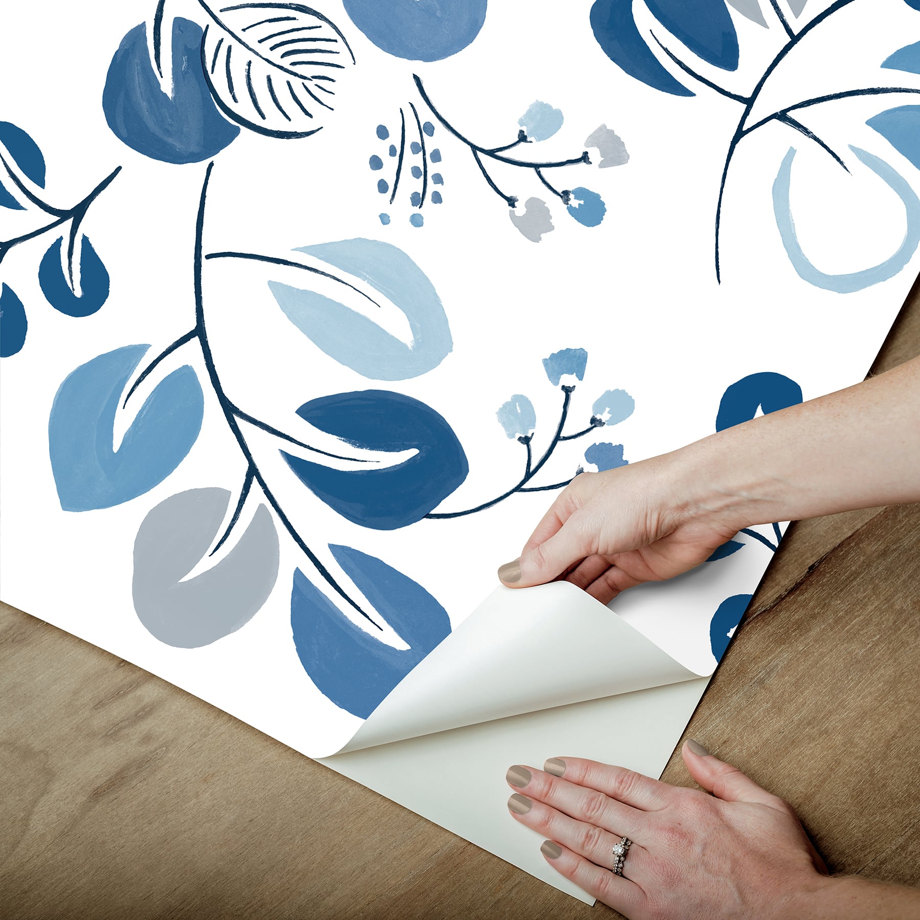 NuWallpaper Roux Blue Peel & Stick Wallpaper