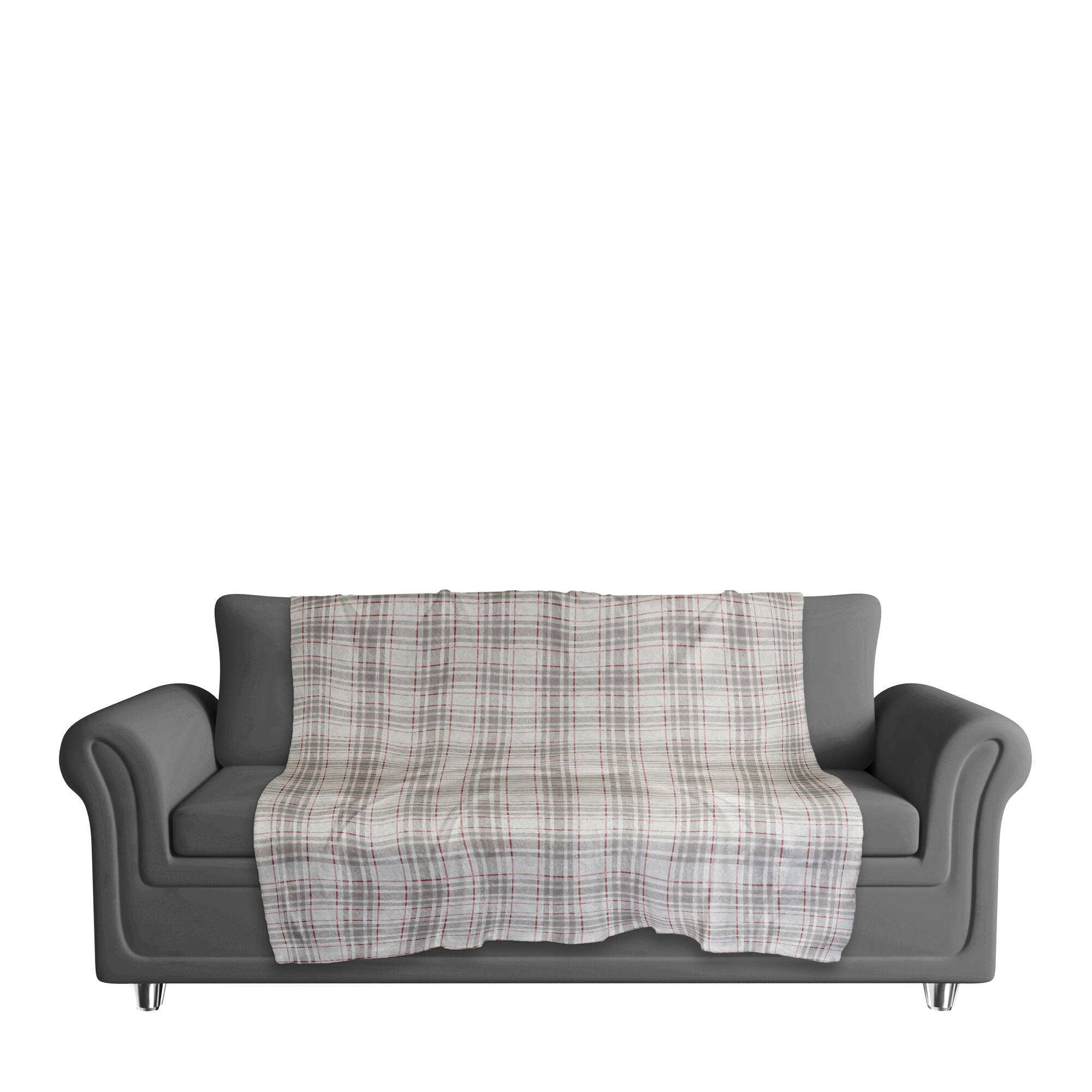 Holiday Gray Plaid 50x60 Sherpa Fleece Blanket