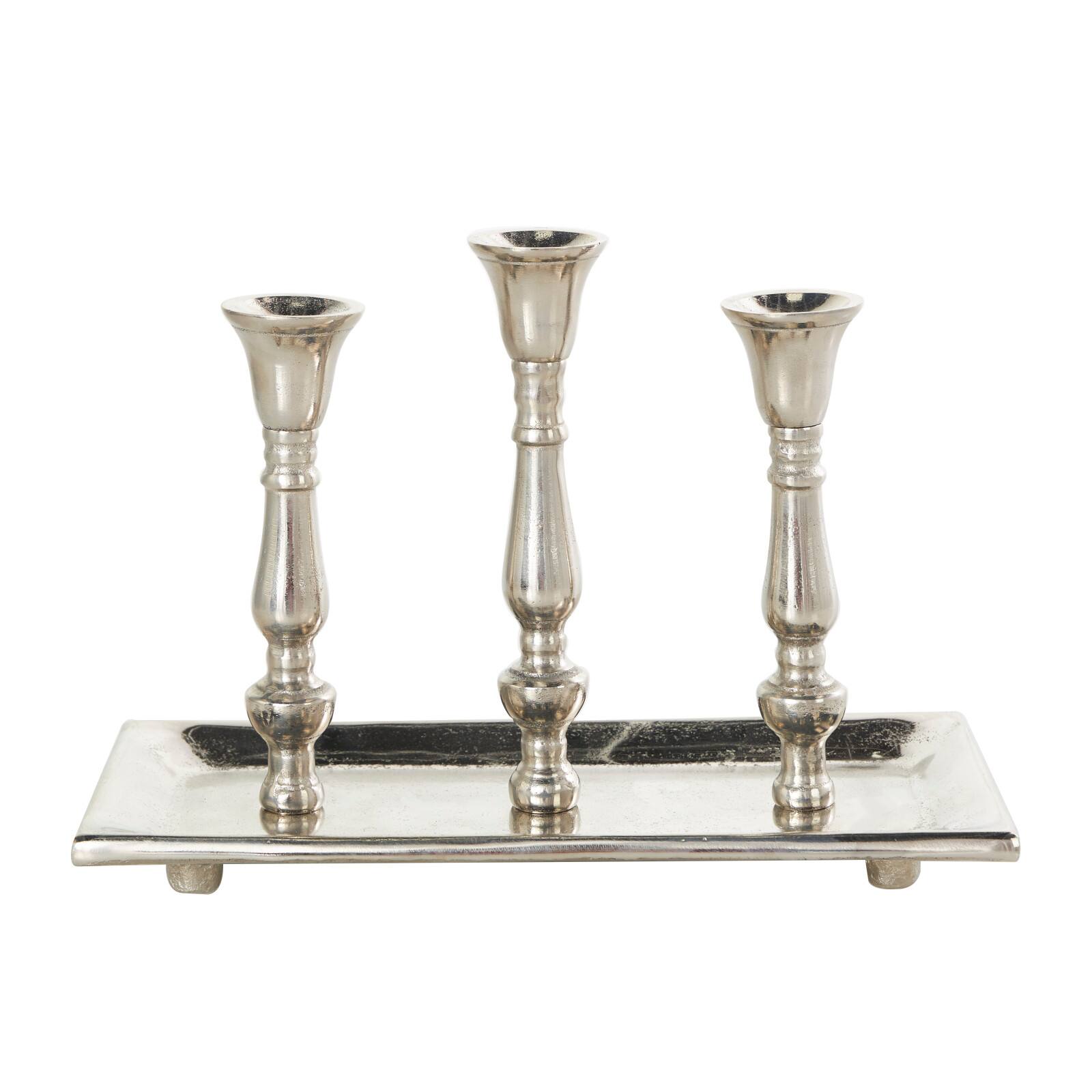 Aluminum 3 Candle Candelabra with Candle Plate