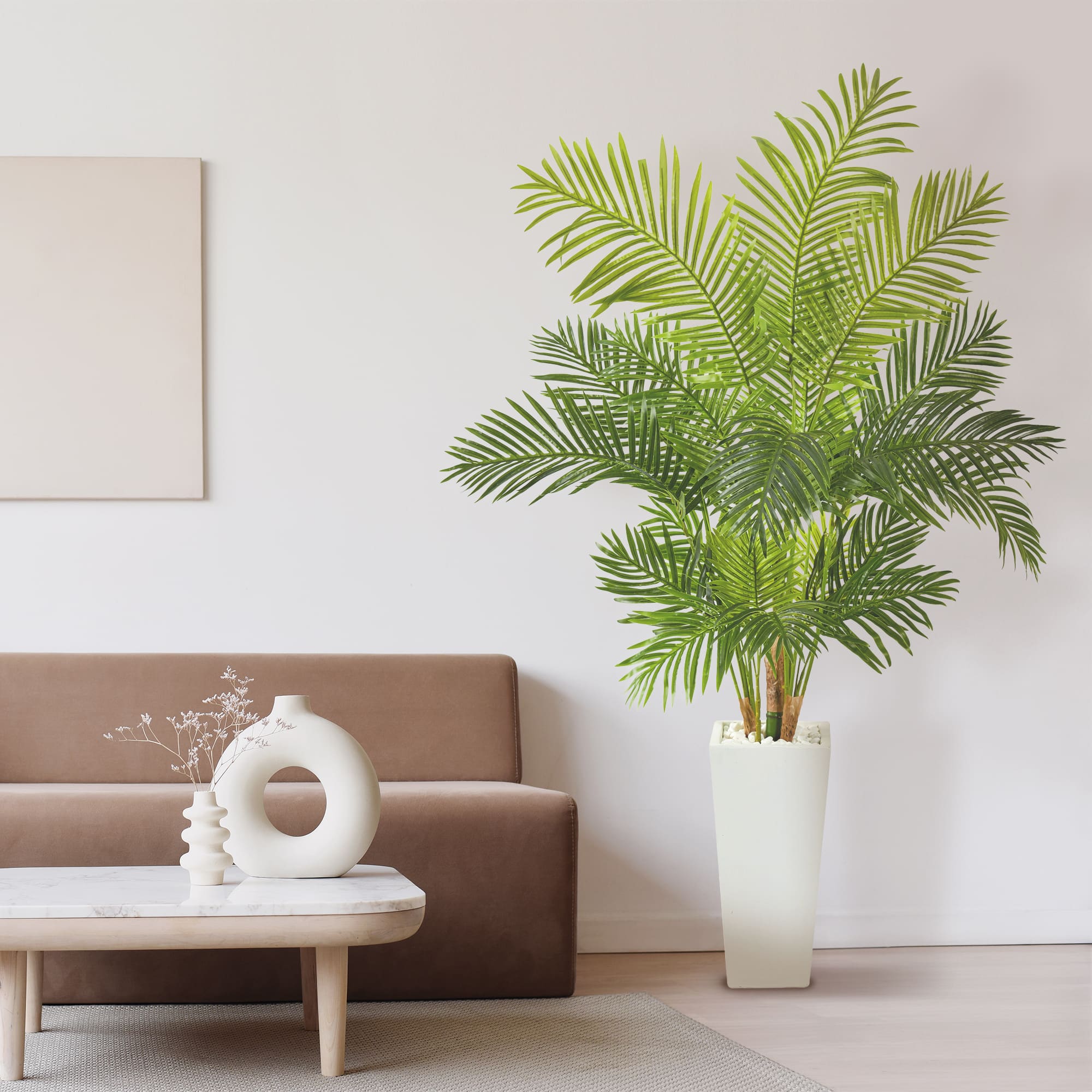 5.5ft. Hawaii Palm Tree in Tall White Planter