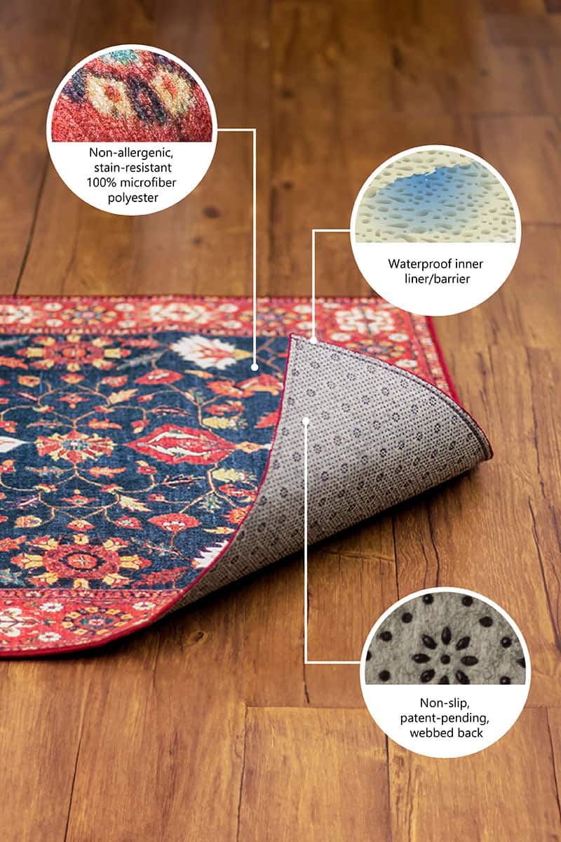 My Magic Carpet Lotus Kettle Multicolor Washable Rug - 5' x 7'
